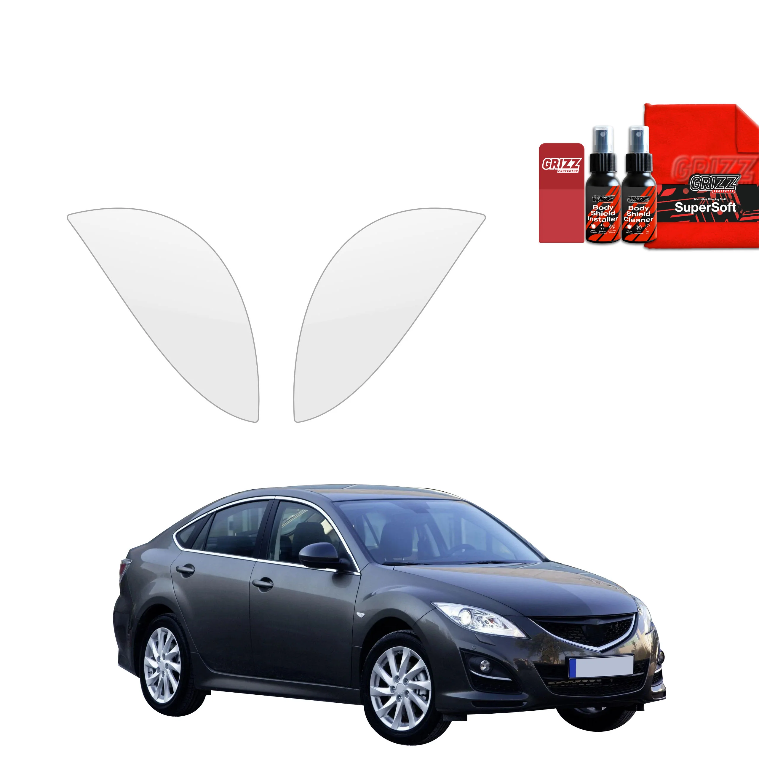 2in1 Schutzfolie für hinteren & vorderen Seitenschwelle - Mazda 6 2 Sedan 4D (2010-2013)