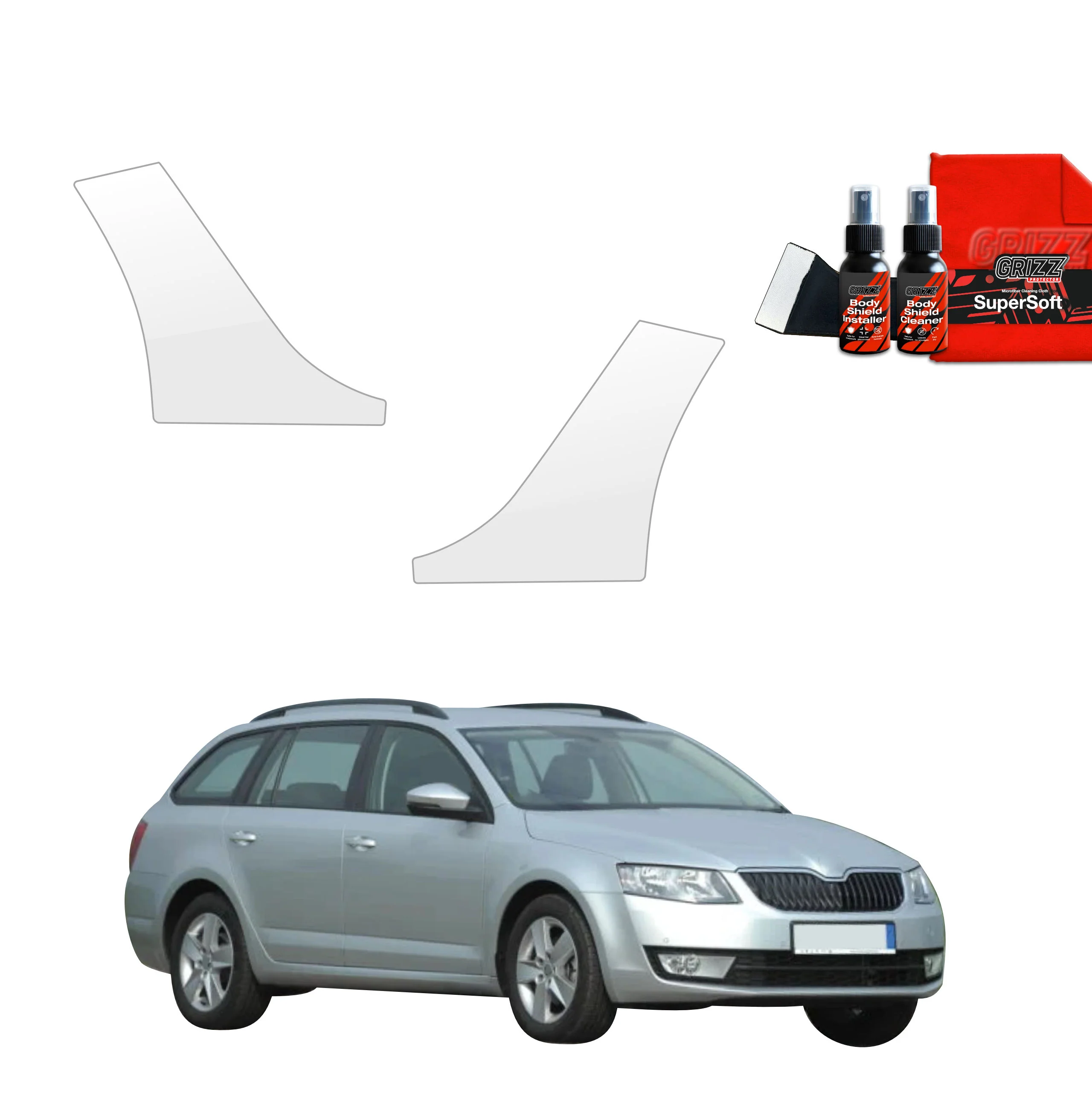 2in1 Schutzfolie für hinteren & vorderen Seitenschwelle - Skoda Octavia 3 Kombi 5D (2017-2020)