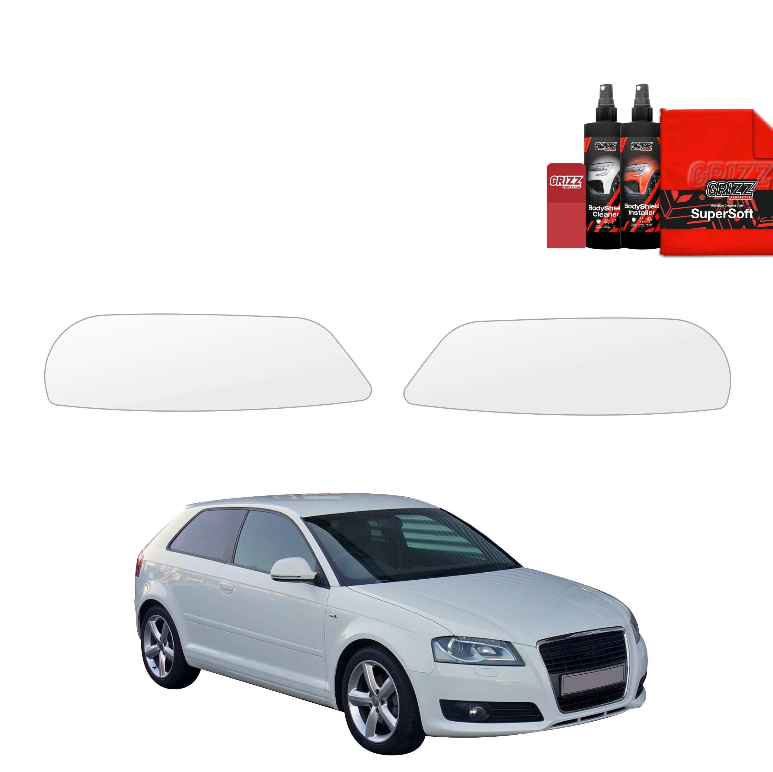 2in1 Schutzfolie für Scheinwerfer - Audi A3 8P Hatchback 3D (2003-2008)