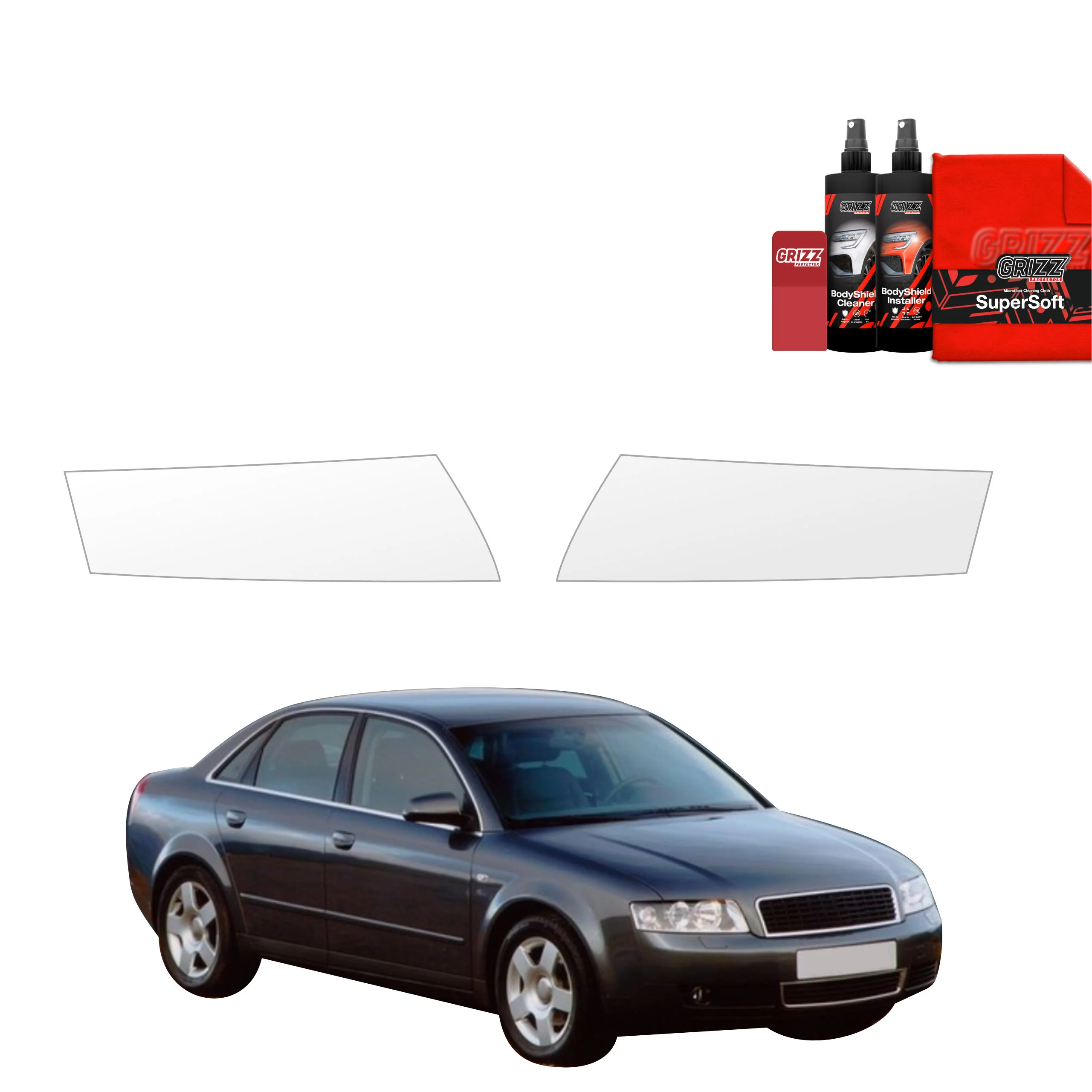 2in1 Schutzfolie für Scheinwerfer - Audi A4 B6 Sedan (2000-2006)