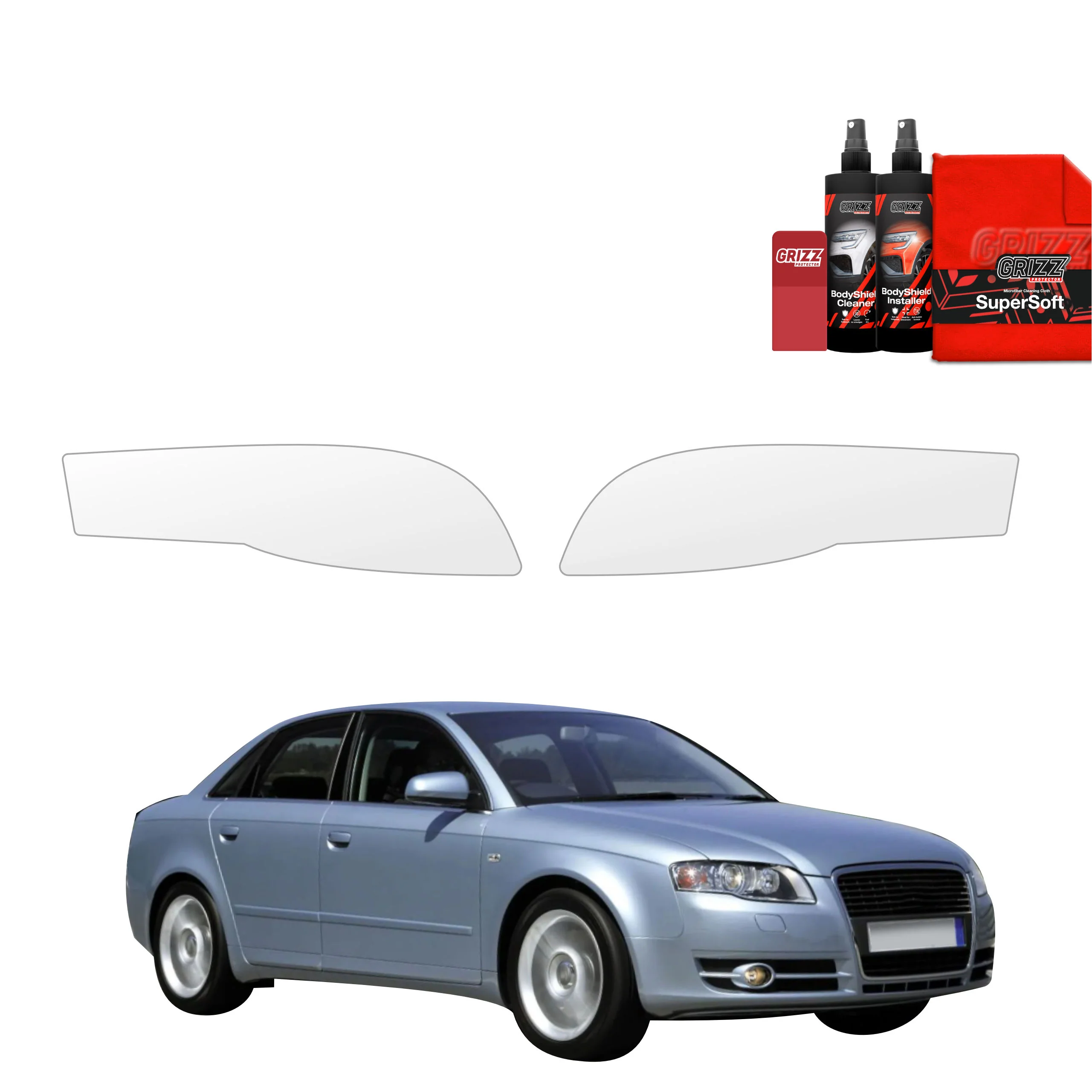2in1 Schutzfolie für Scheinwerfer - Audi A4 B7 Sedan (2004-2008)