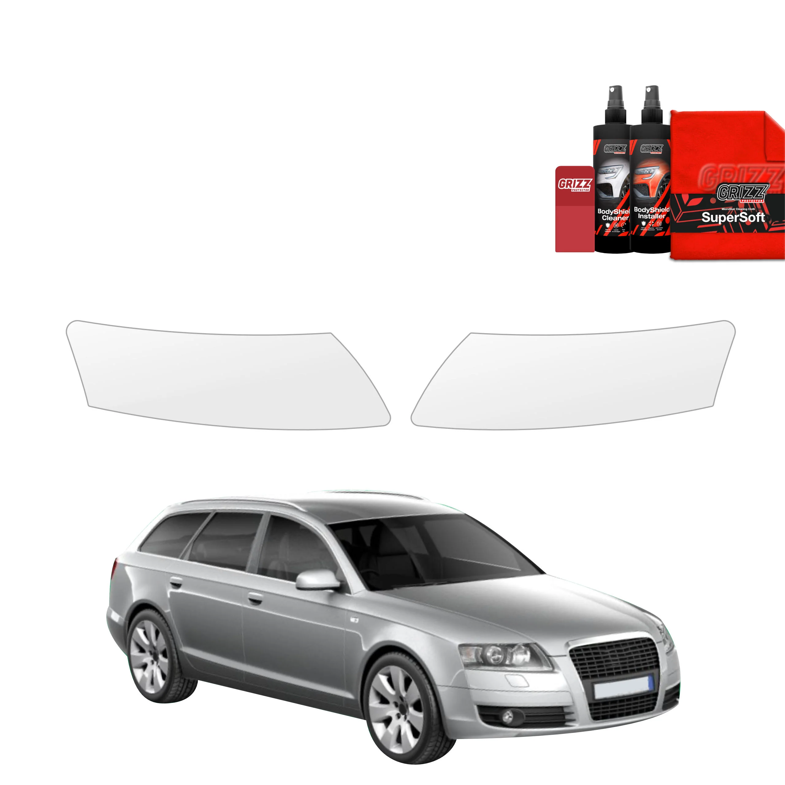 2in1 Schutzfolie für Scheinwerfer - Audi A6 C6 Avant (2004-2008)