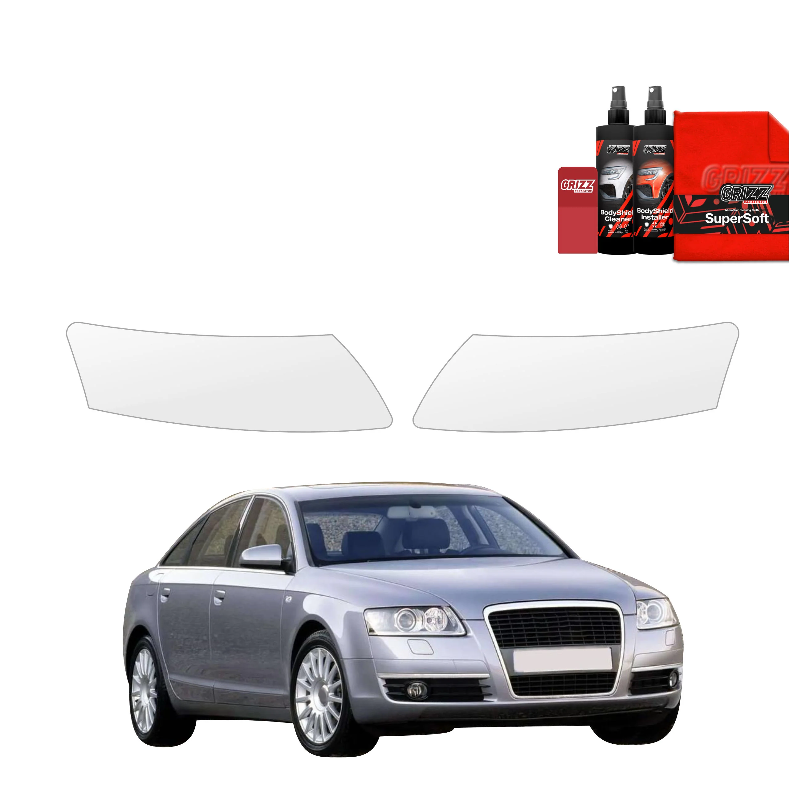 2in1 Schutzfolie für Scheinwerfer - Audi A6 C6 Sedan 4D (2004-2008)