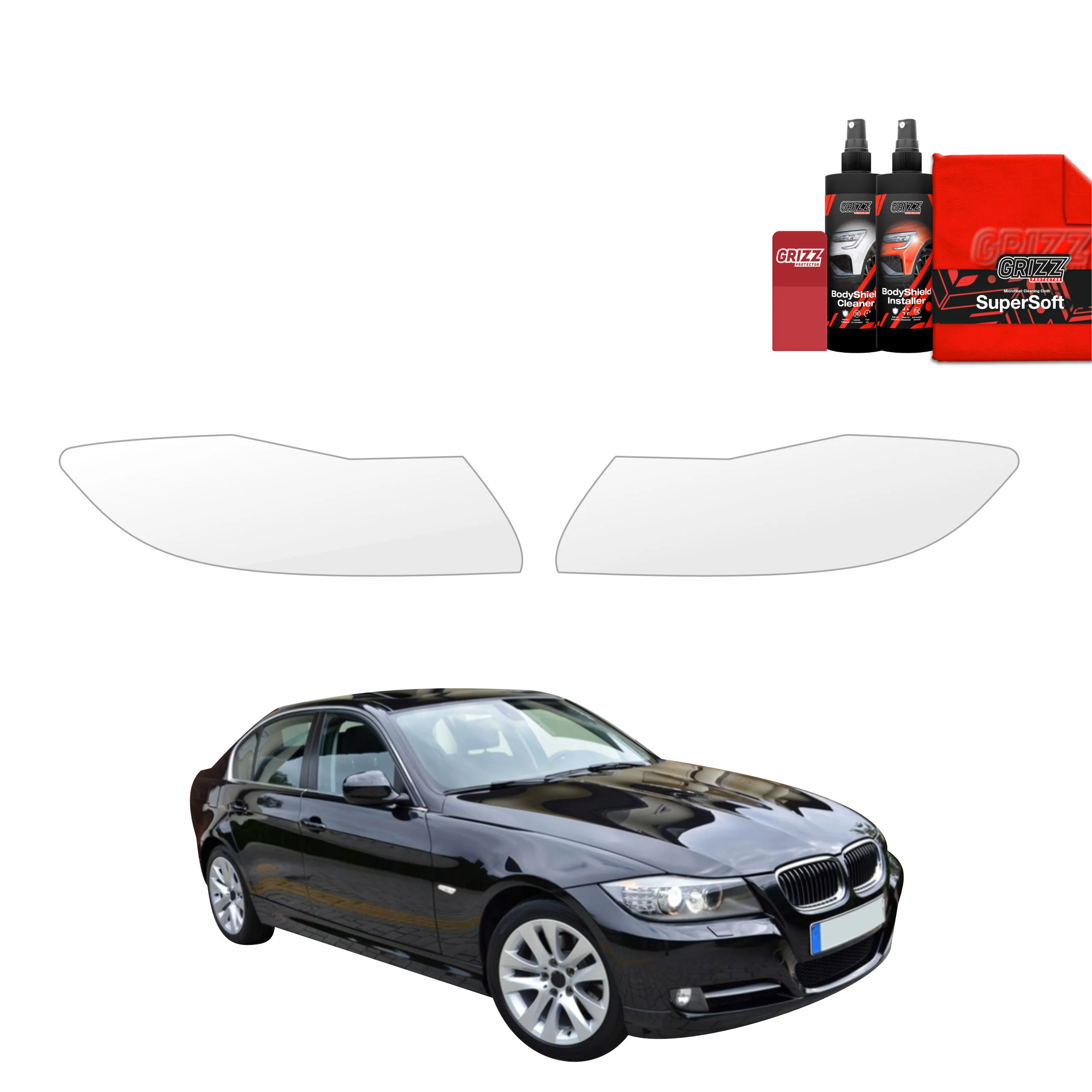 2in1 Schutzfolie für Scheinwerfer - BMW 3 E90 Sedan LCI (2008-2012)