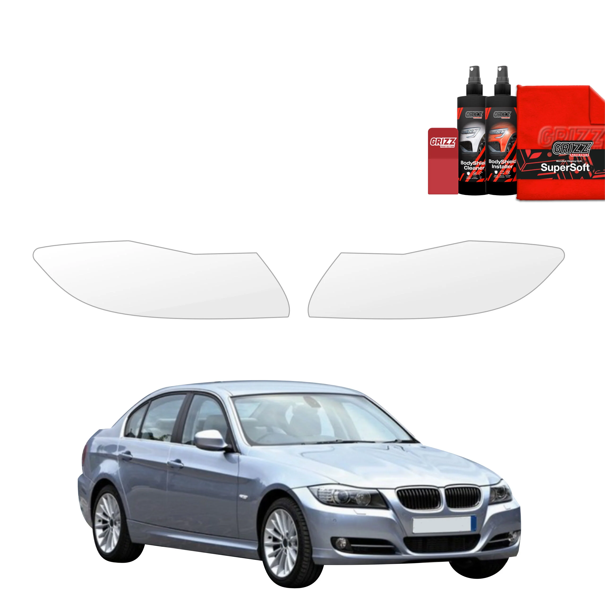 2in1 Schutzfolie für Scheinwerfer - BMW 3 E90 Sedan Pre-LCI (2004-2008)