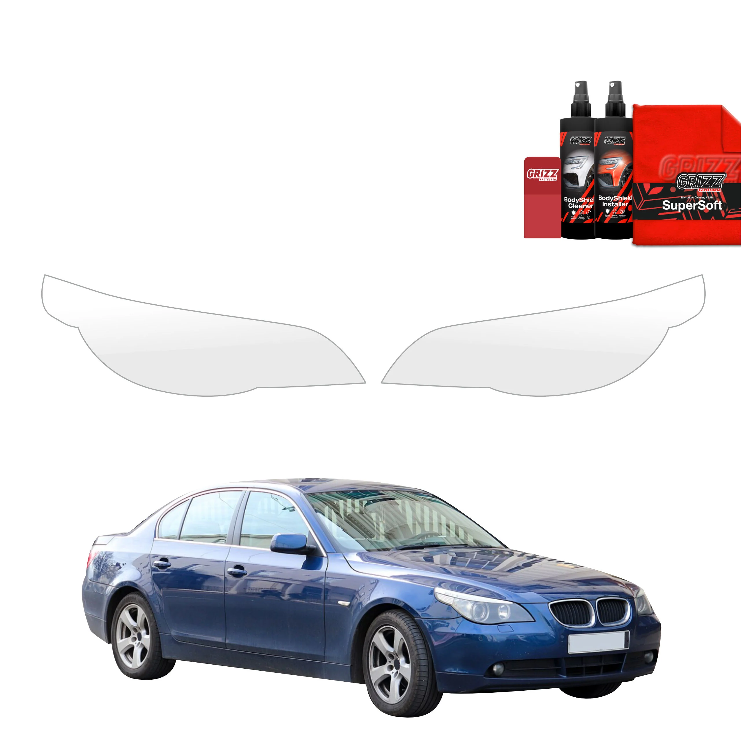 2in1 Schutzfolie für Scheinwerfer - BMW 5 E60 Sedan PreLCI (2003-2007)