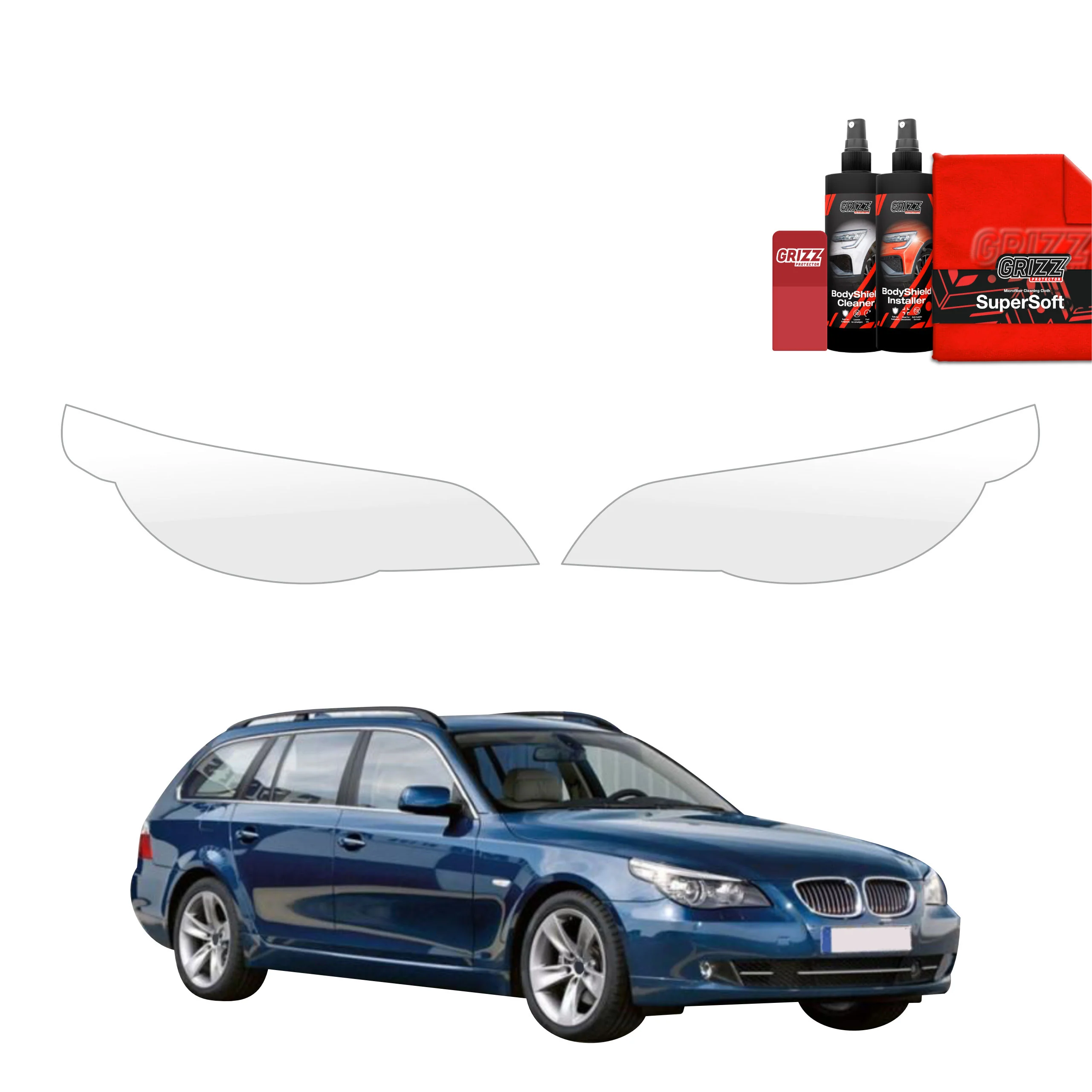2in1 Schutzfolie für Scheinwerfer - BMW 5 E61 Kombi LCI (2007-2010)