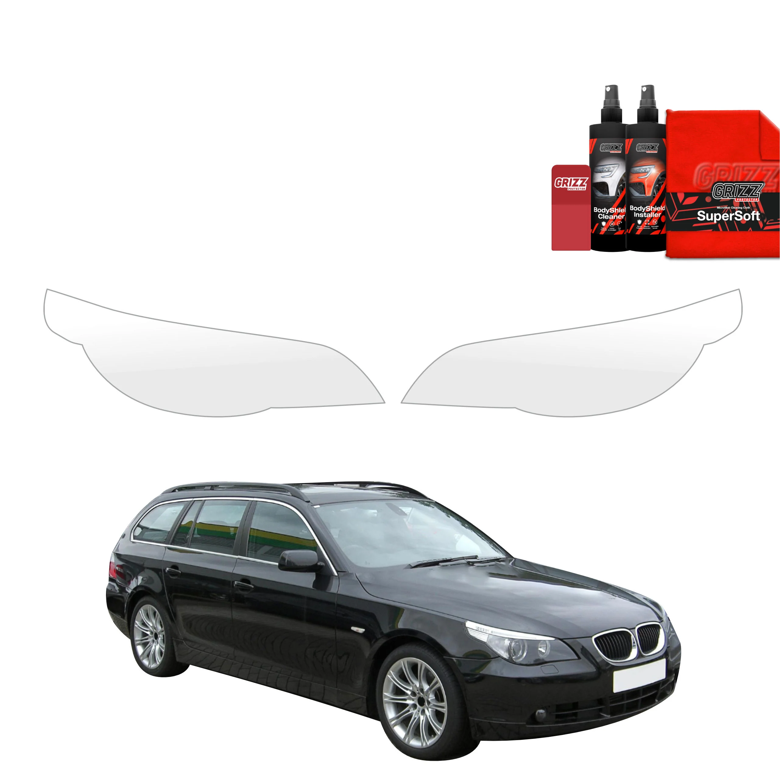 2in1 Schutzfolie für Scheinwerfer - BMW 5 E61 Kombi PreLCI (2003-2007)