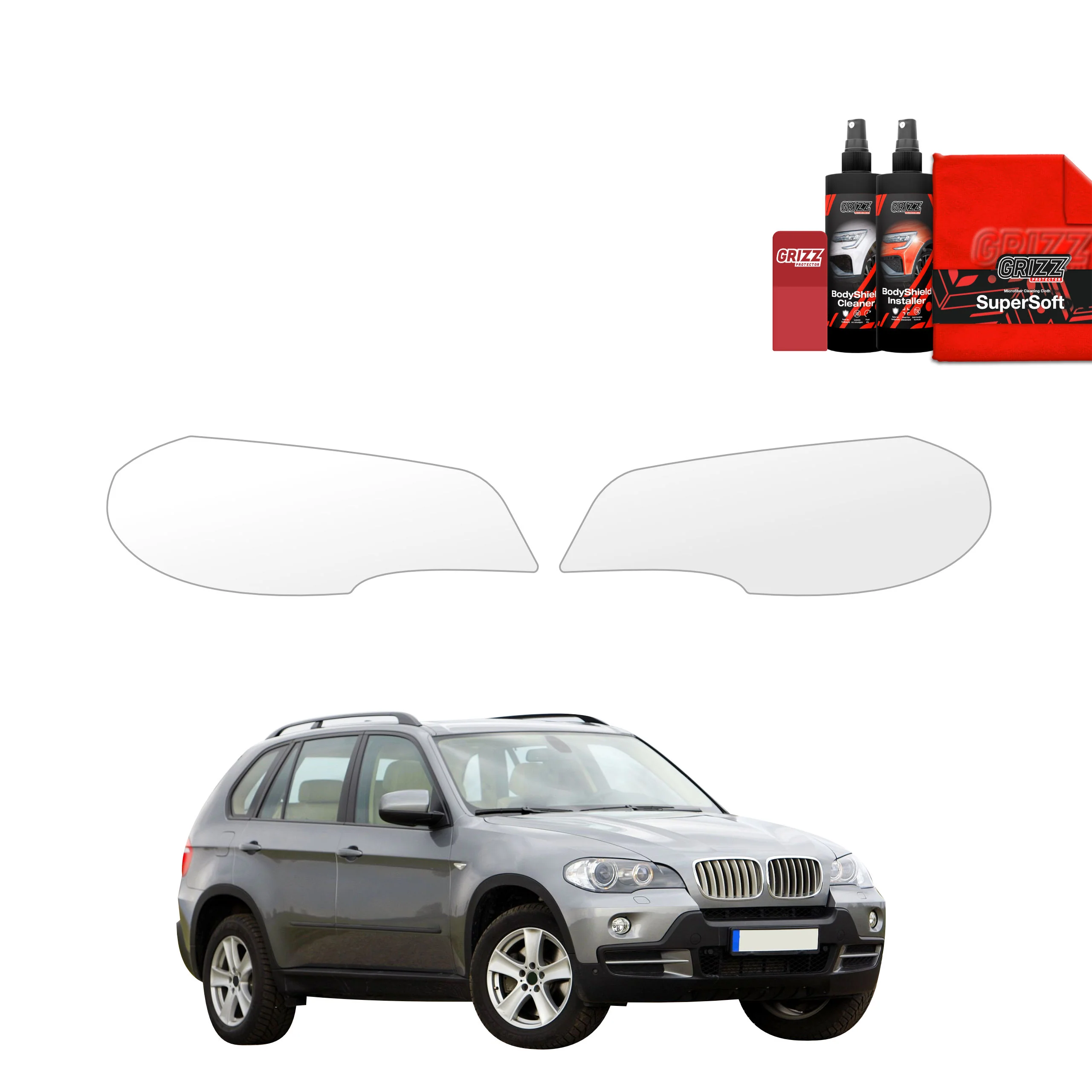 2in1 Schutzfolie für Scheinwerfer - BMW X5 E70 SUV 5D (2006-2013)
