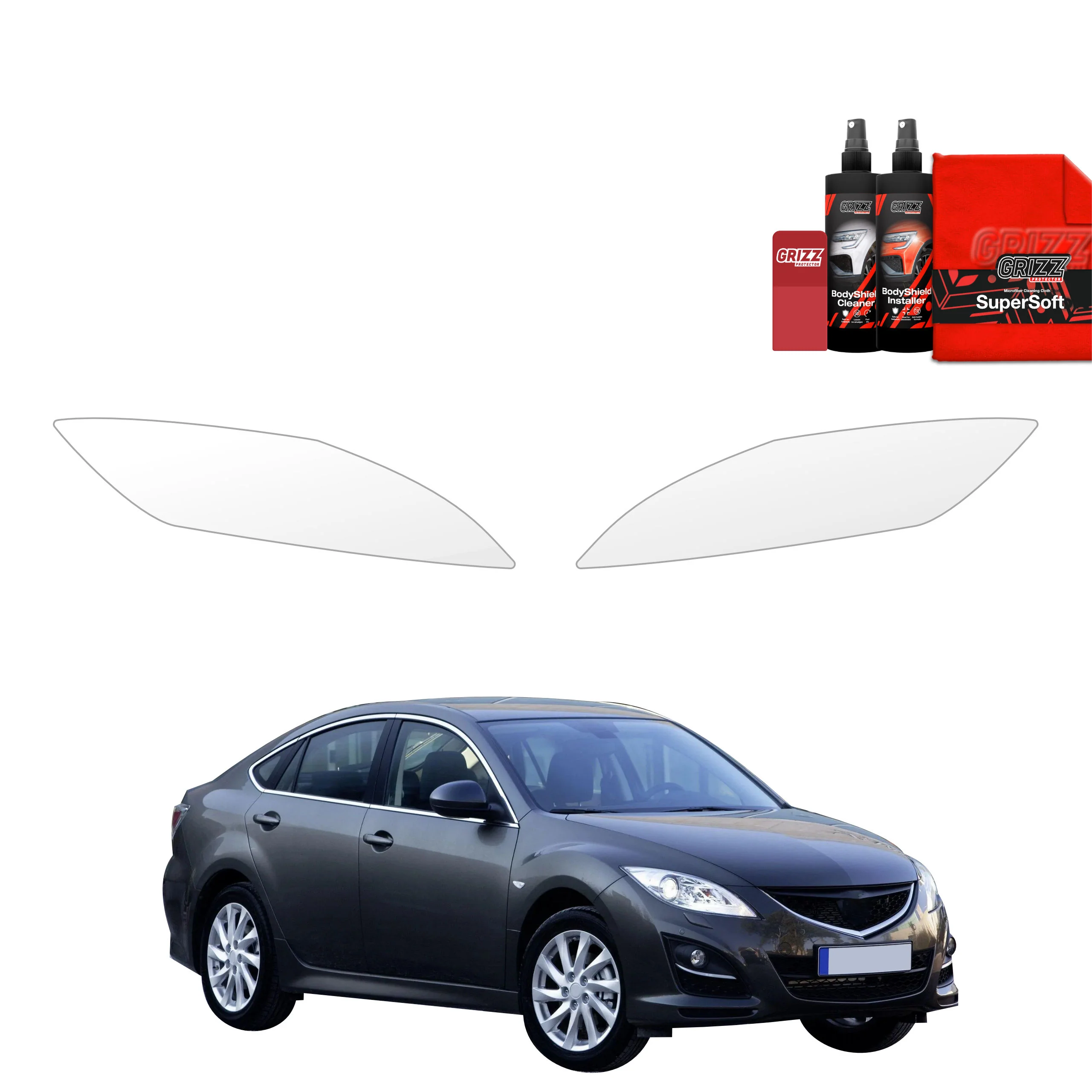 2in1 Schutzfolie für Scheinwerfer - Mazda 6 2 Sedan 4D (2010-2013)