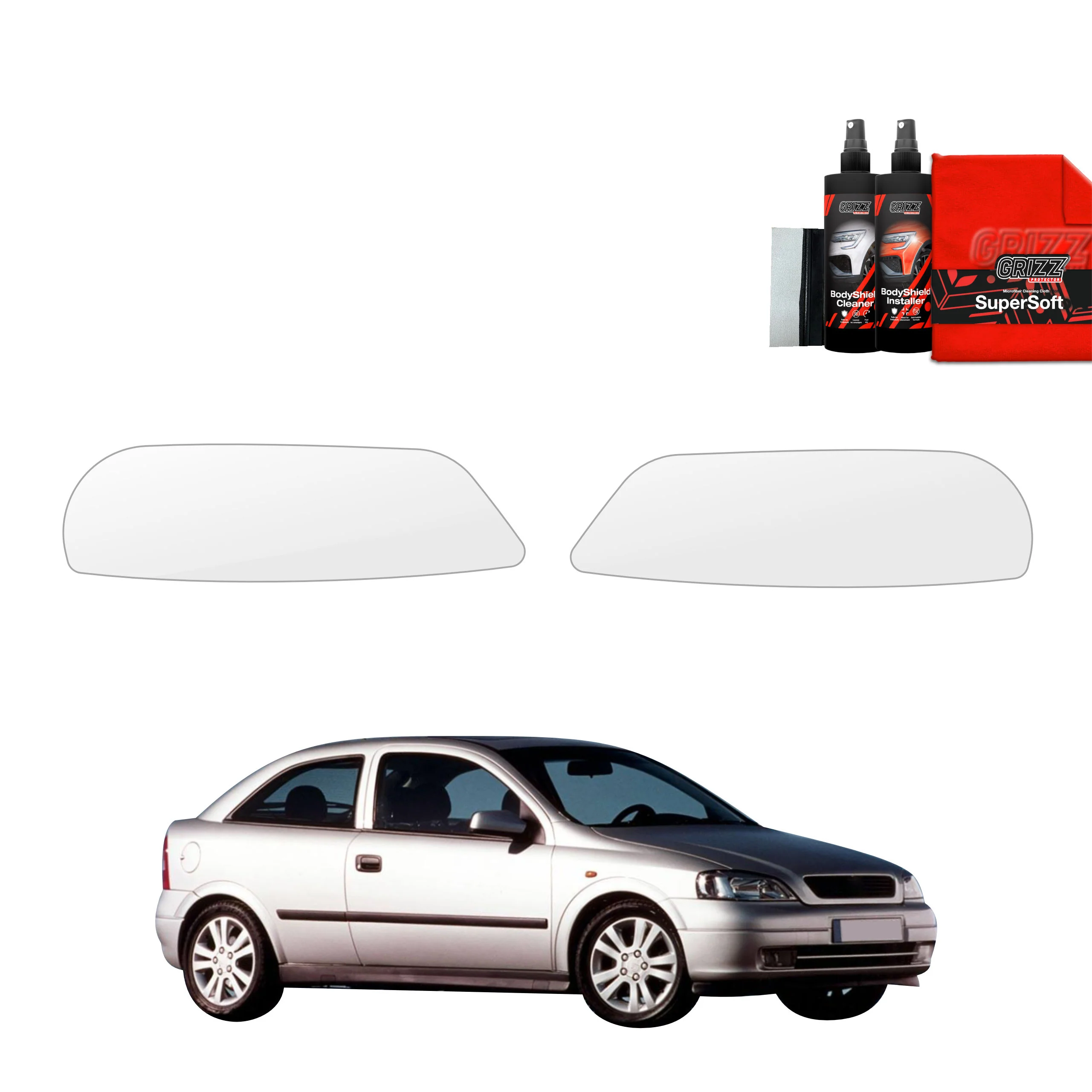 2in1 Schutzfolie für Scheinwerfer - Opel Astra G Hatchback 3D (1998-2009)