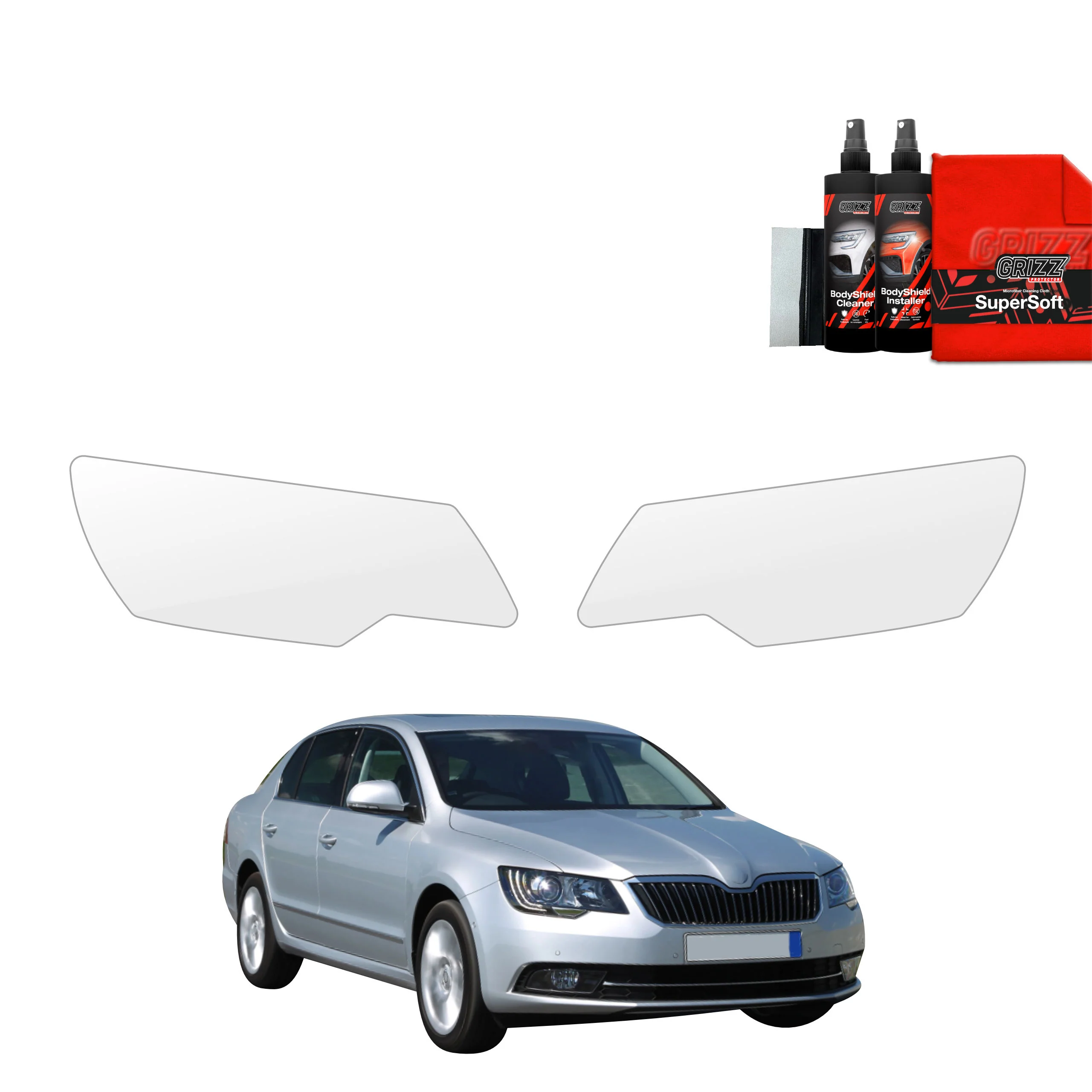 2in1 Schutzfolie für Scheinwerfer - Skoda Superb 2 Facelifting (2013-2015)