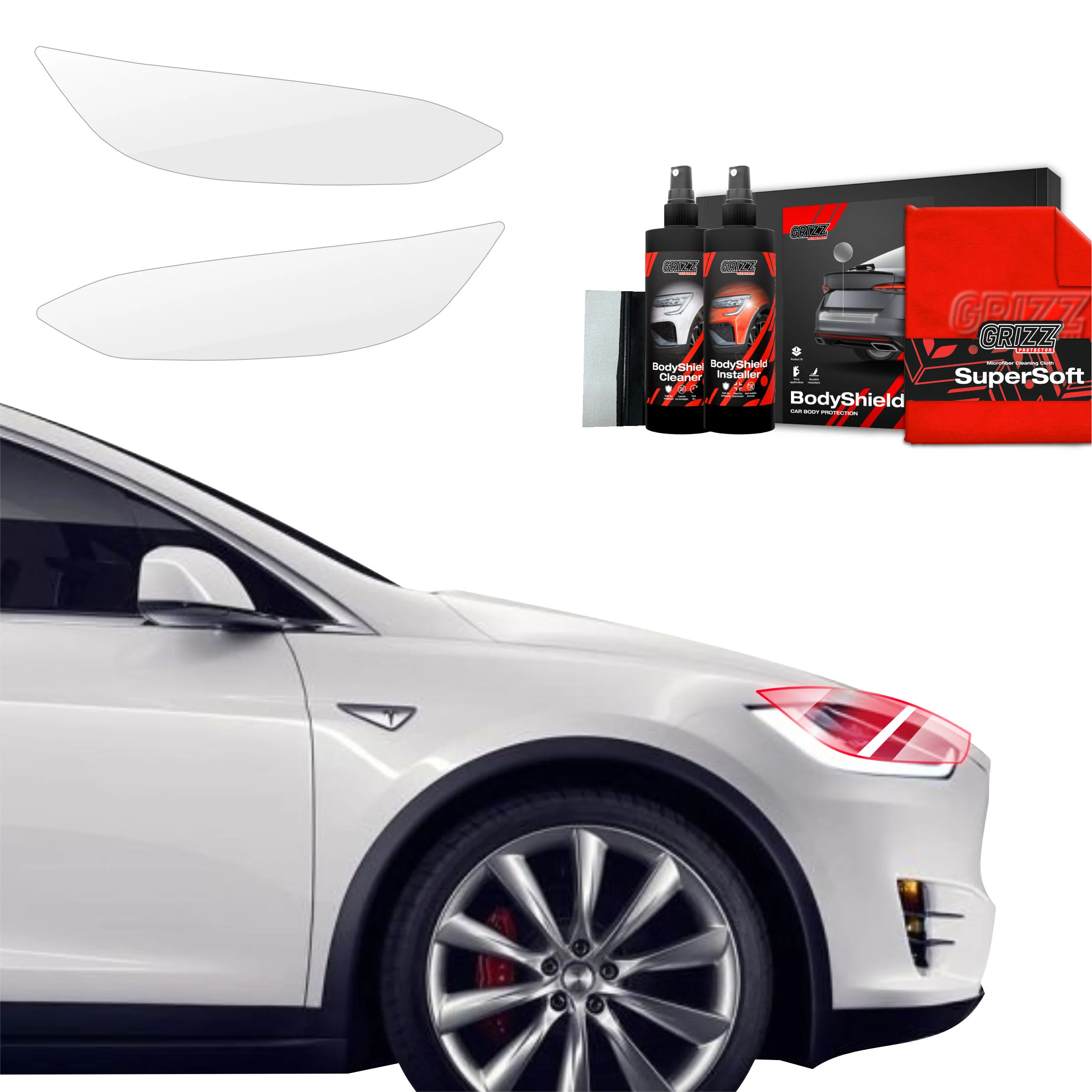 2in1 Schutzfolie für Scheinwerfer - Tesla Model X (2021-2026)