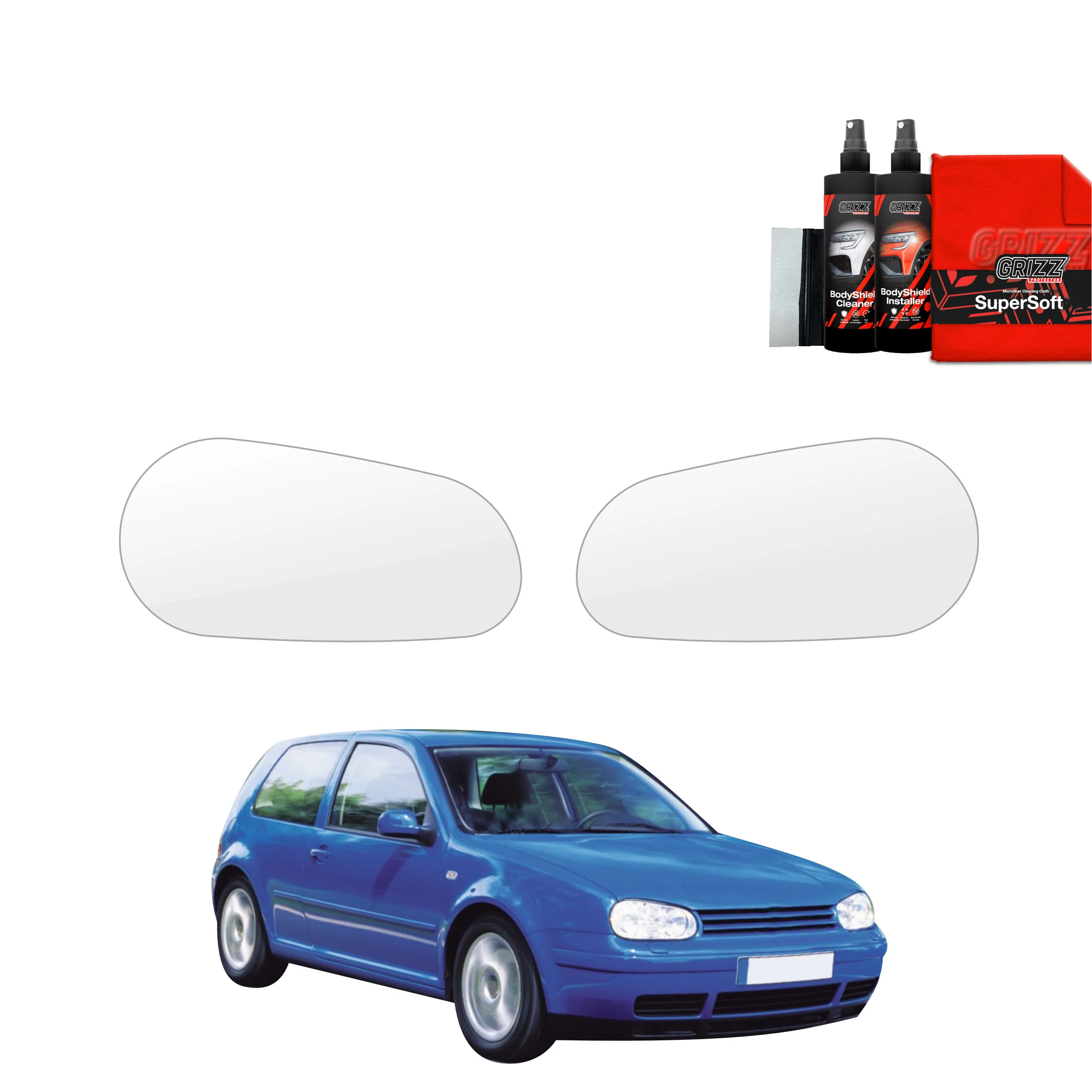 2in1 Schutzfolie für Scheinwerfer - Volkswagen Golf 4 Hatchback 3D (1997-2003)