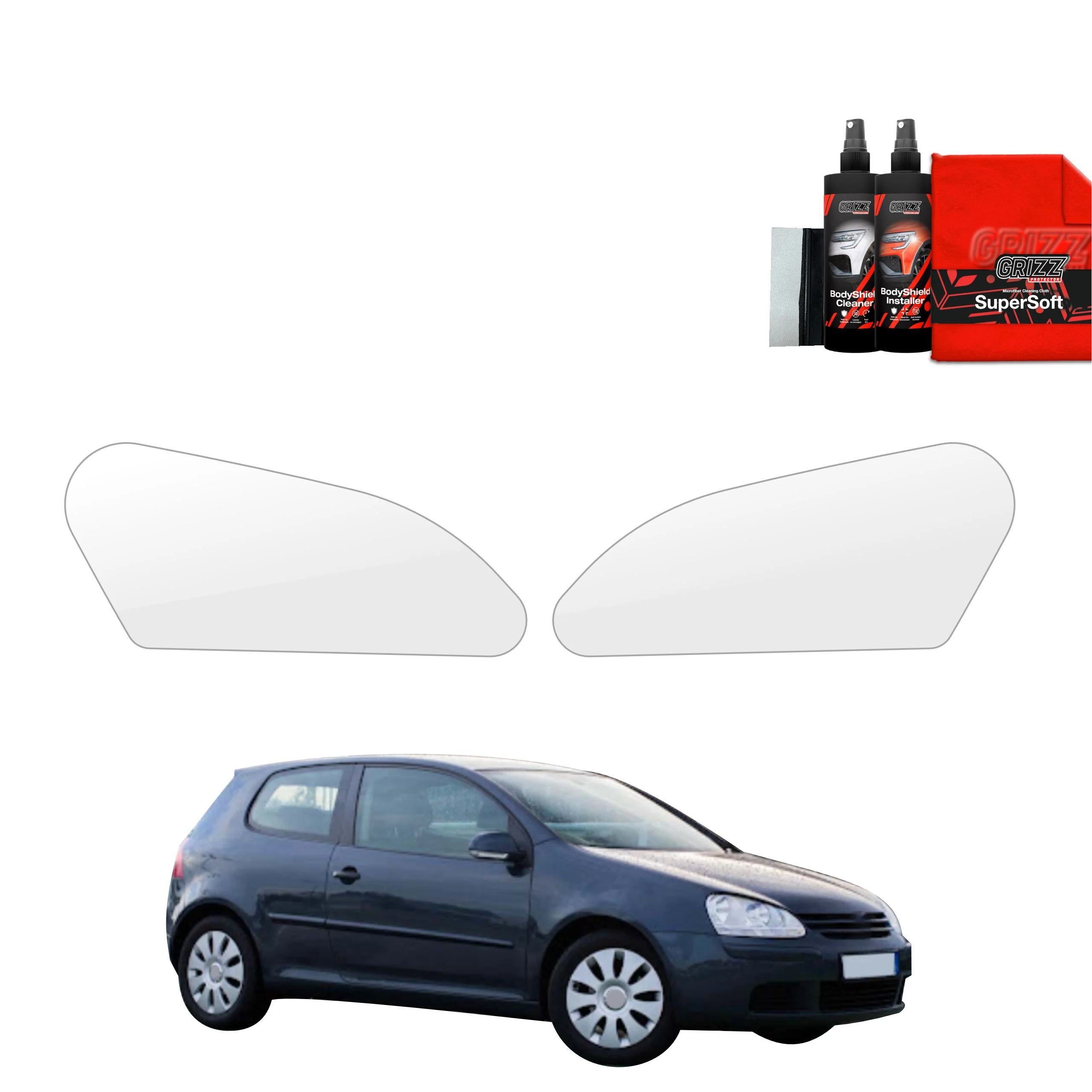2in1 Schutzfolie für Scheinwerfer - Volkswagen Golf 5 Hatchback 3D (2003-2009)