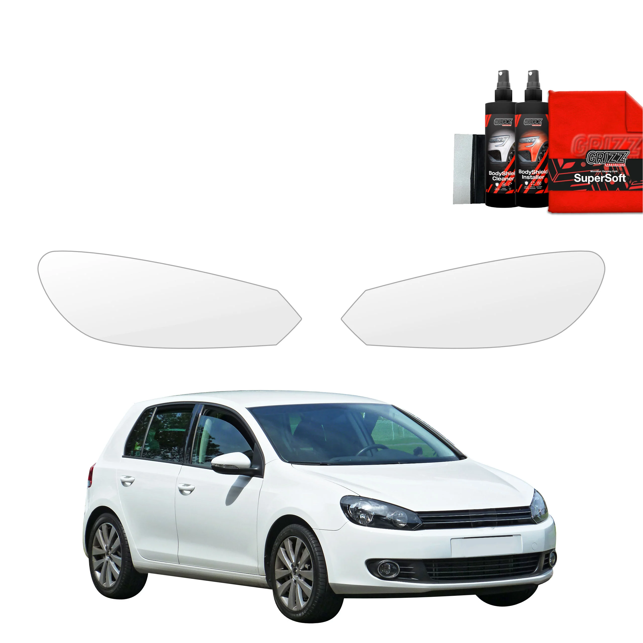 2in1 Schutzfolie für Scheinwerfer - Volkswagen Golf 6 Hatchback 5D (2008-2013)