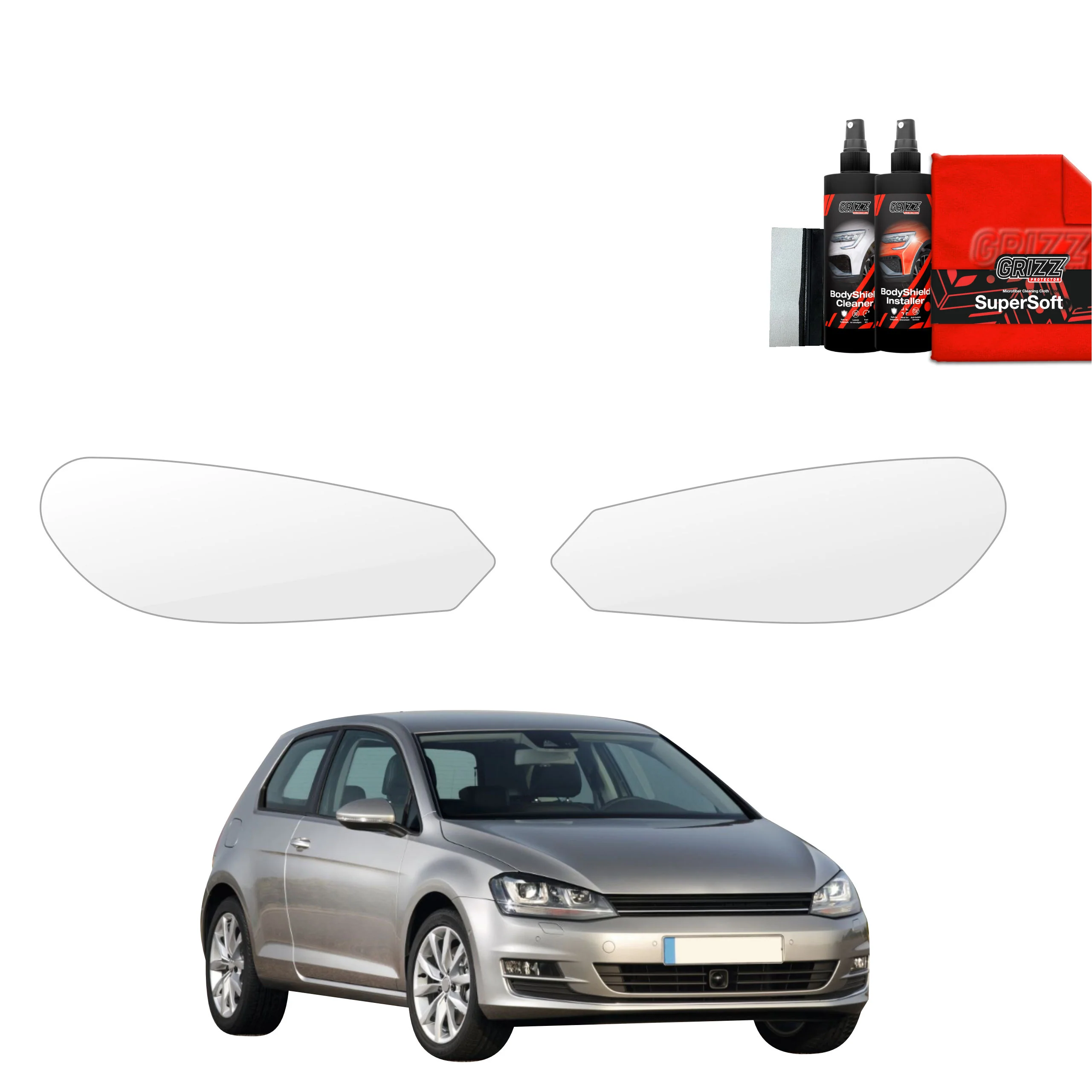 2in1 Schutzfolie für Scheinwerfer - Volkswagen Golf 7 Hatchback 3D (2013-2020)