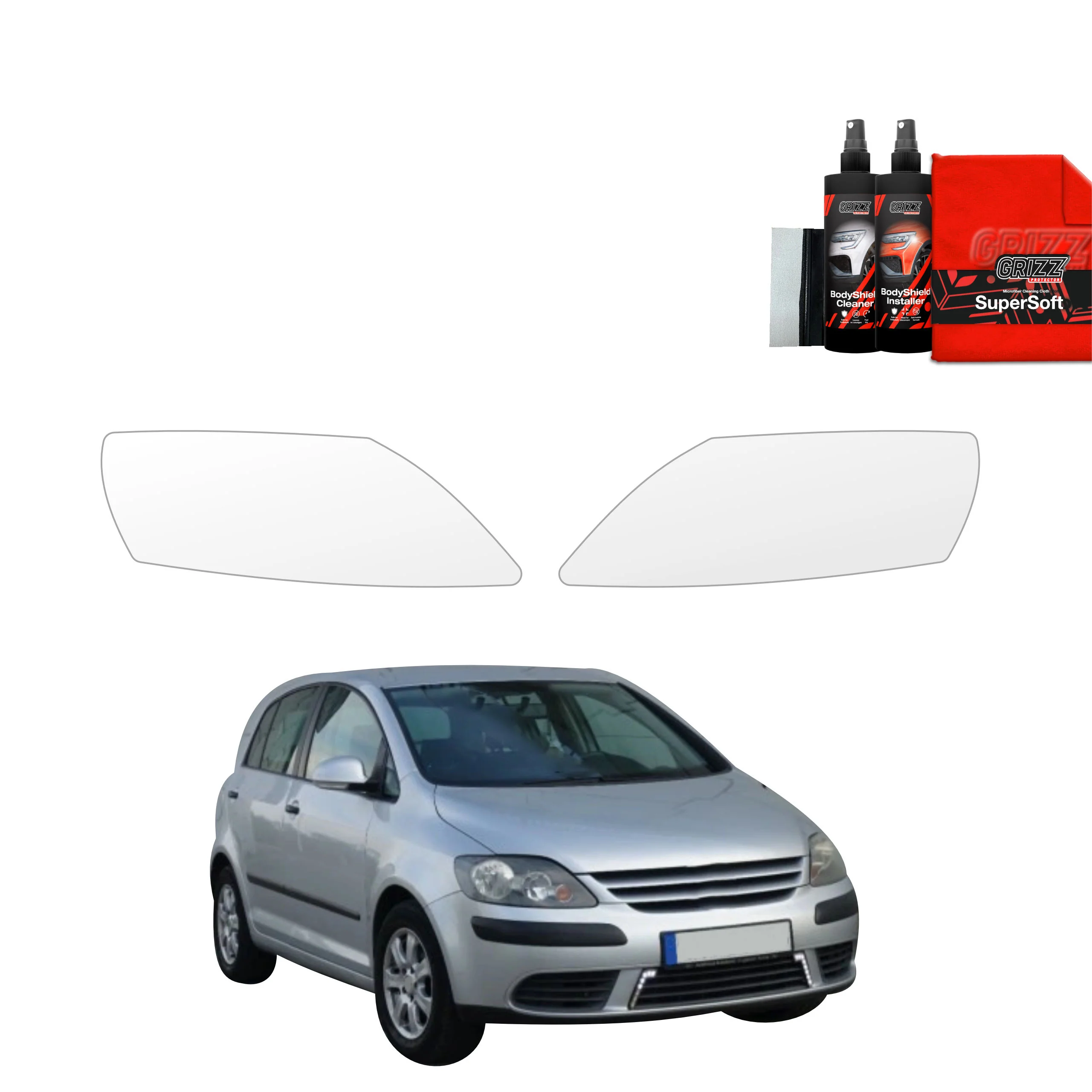 2in1 Schutzfolie für Scheinwerfer - Volkswagen Golf Plus Hatchback 5D (2004-2008)