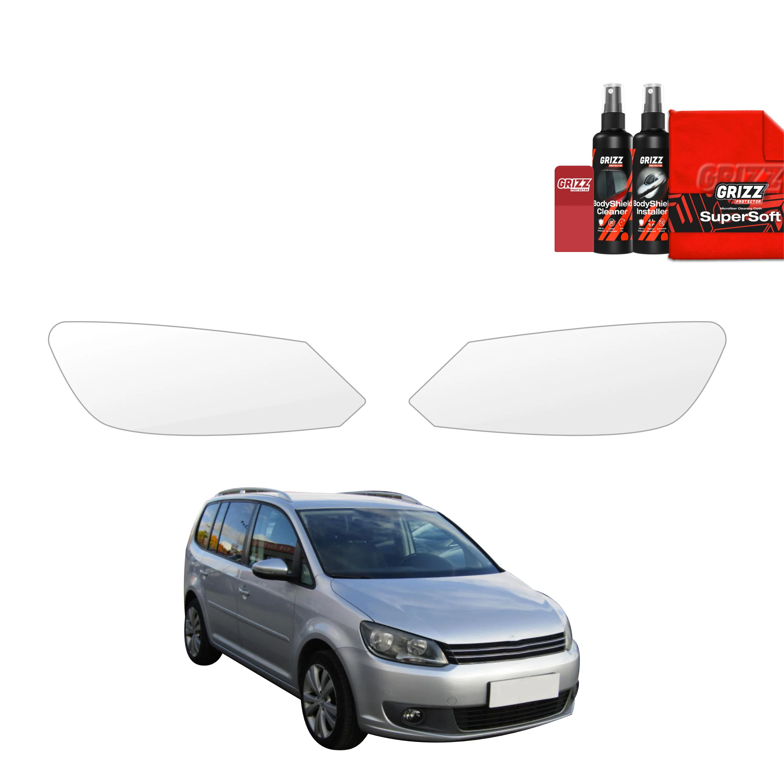 2in1 Schutzfolie für Scheinwerfer - Volkswagen Touran I MPV 5D (2010-2015)