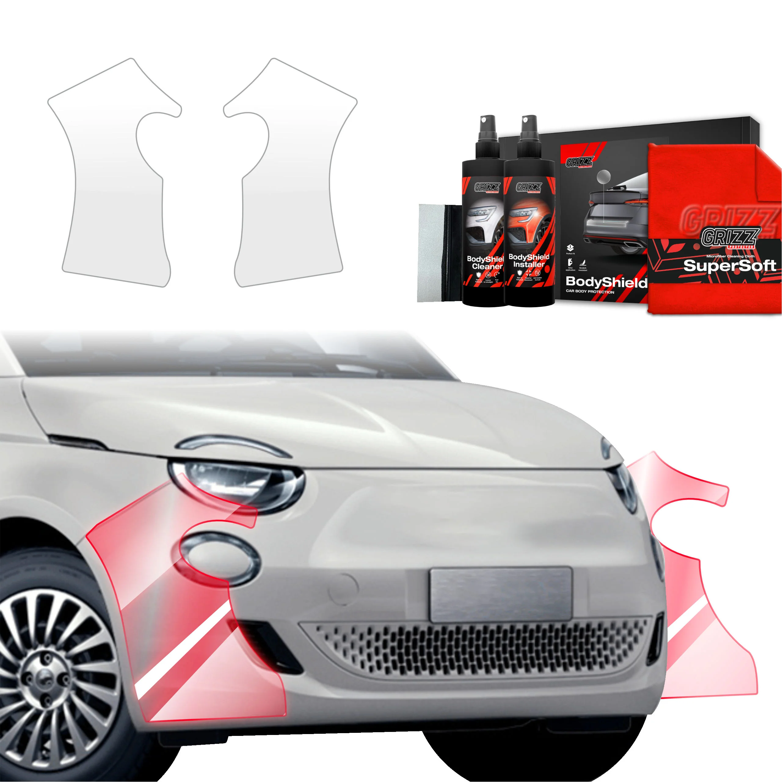 2in1 Schutzfolie für Stoßstange - Fiat 500 (2016-2026)