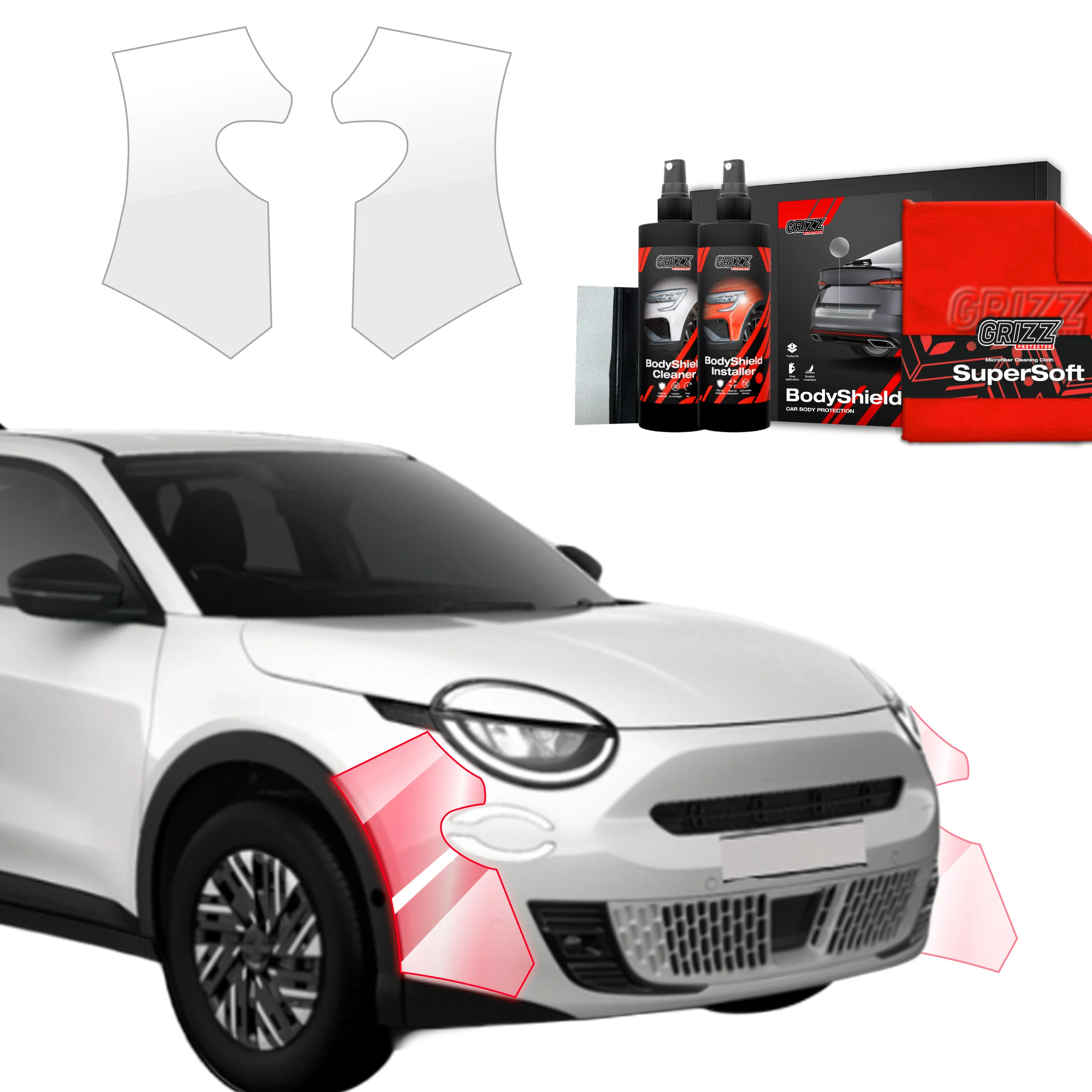 2in1 Schutzfolie für Stoßstange - Fiat 600 (2023-2026)