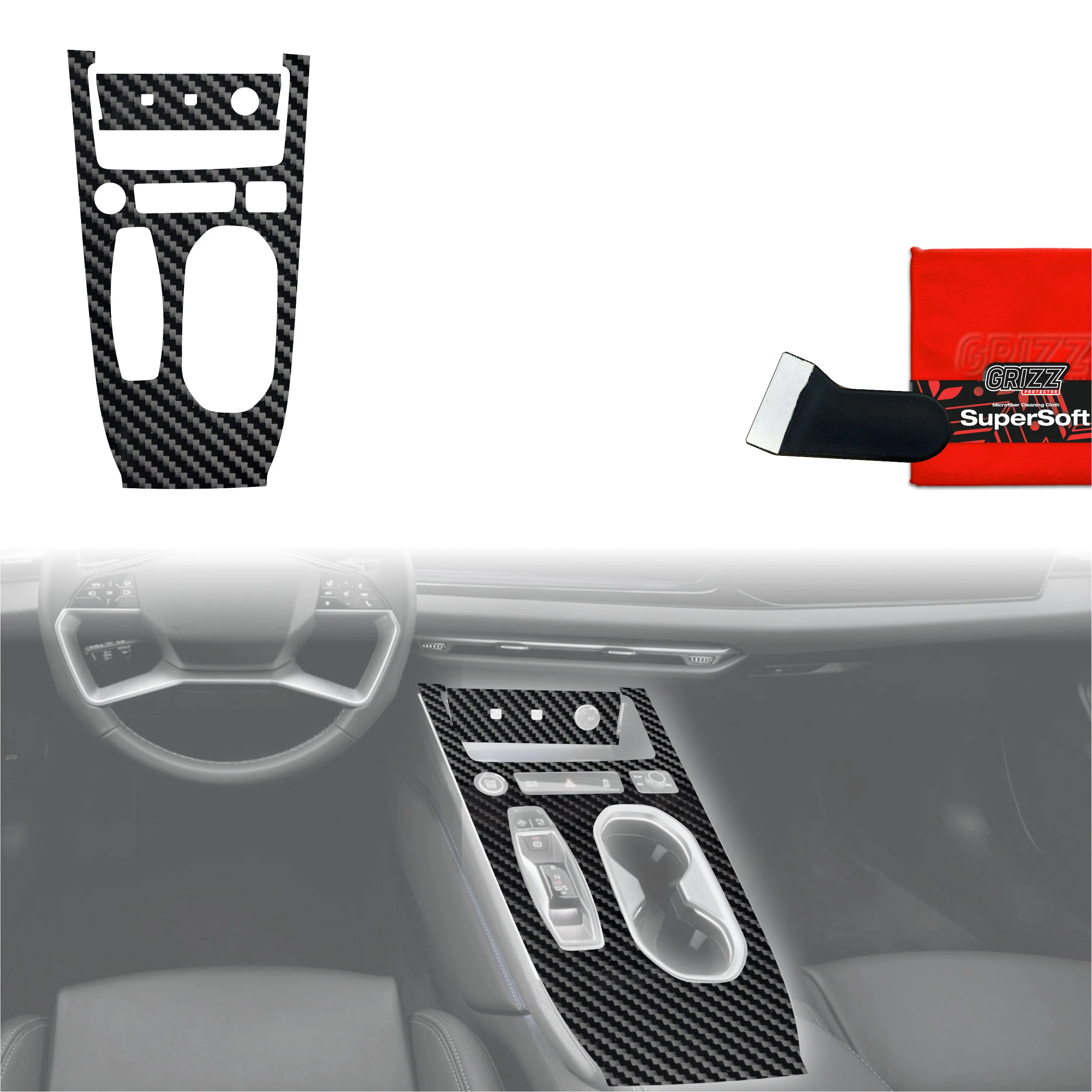 2in1 Schutzfolien fĂŒr Mittelkonsole - Audi A6 C9 (2025-2026) Carbon Optik Glanz