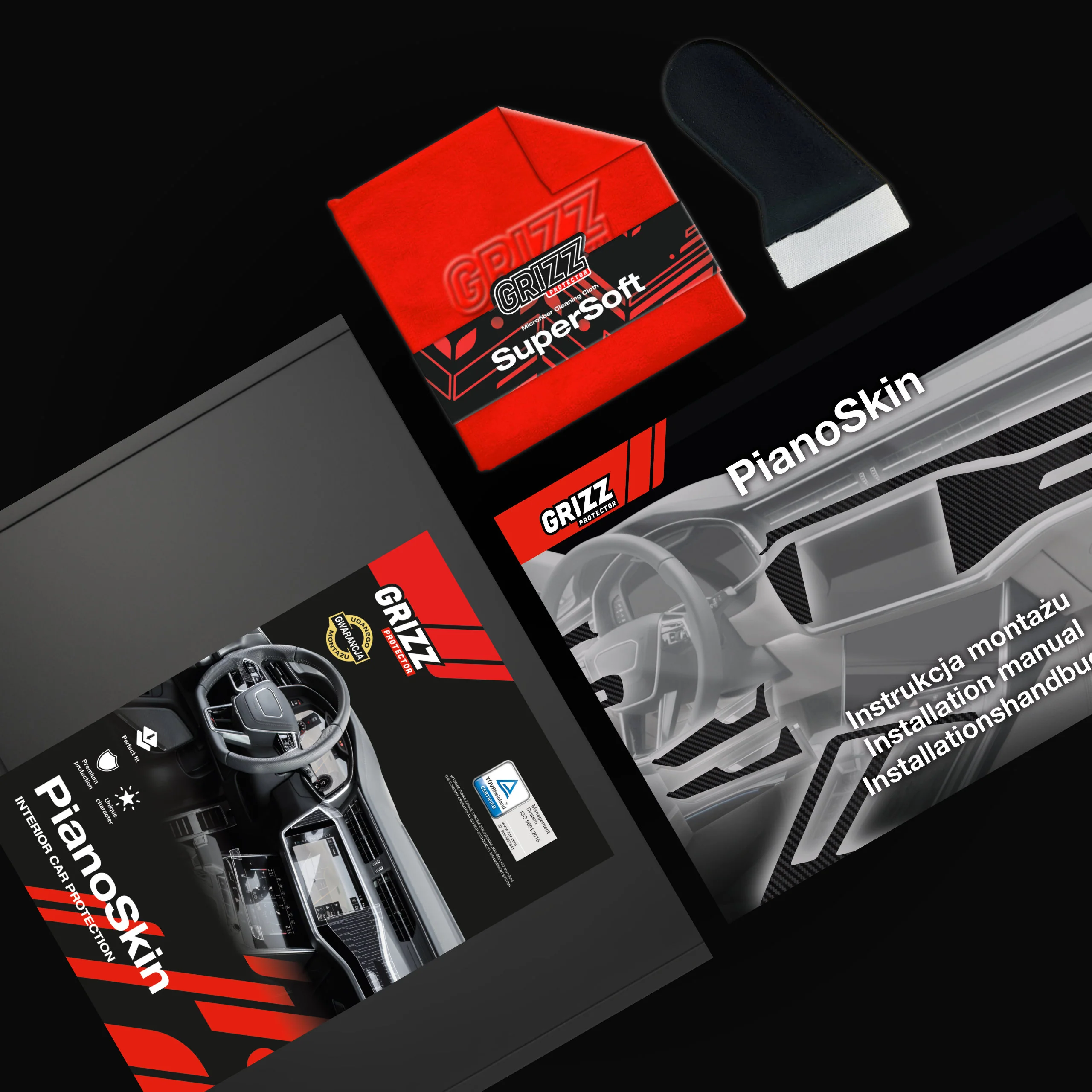 2in1 Schutzfolien für Mittelkonsole - Tesla Model 3 (2021-2025) Schwarz Glanz - Image 6