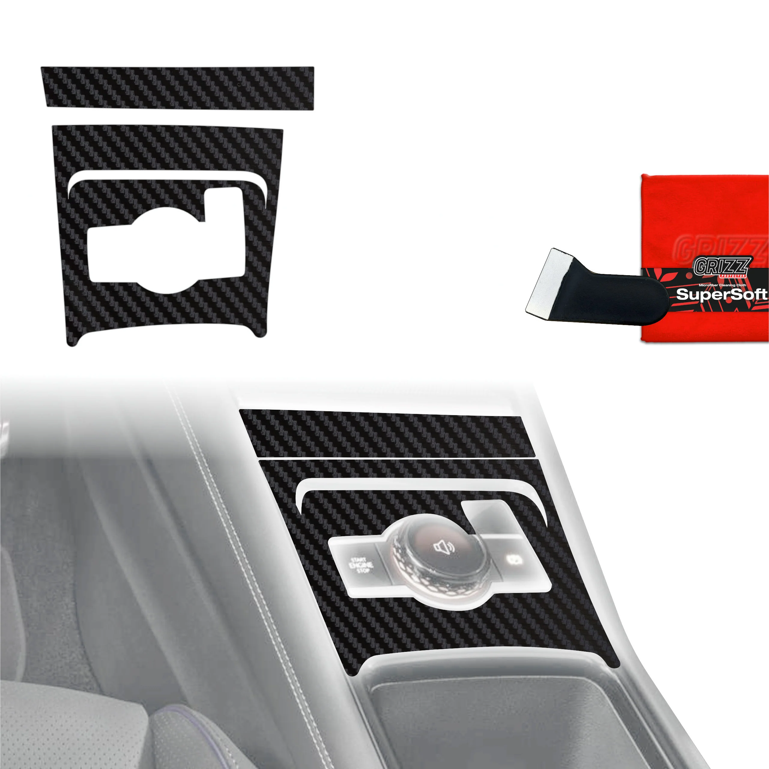 2in1 Schutzfolien für Mittelkonsole - Volkswagen Tiguan 3 (2024-2026) Carbon Optik Matt Antifingerprint