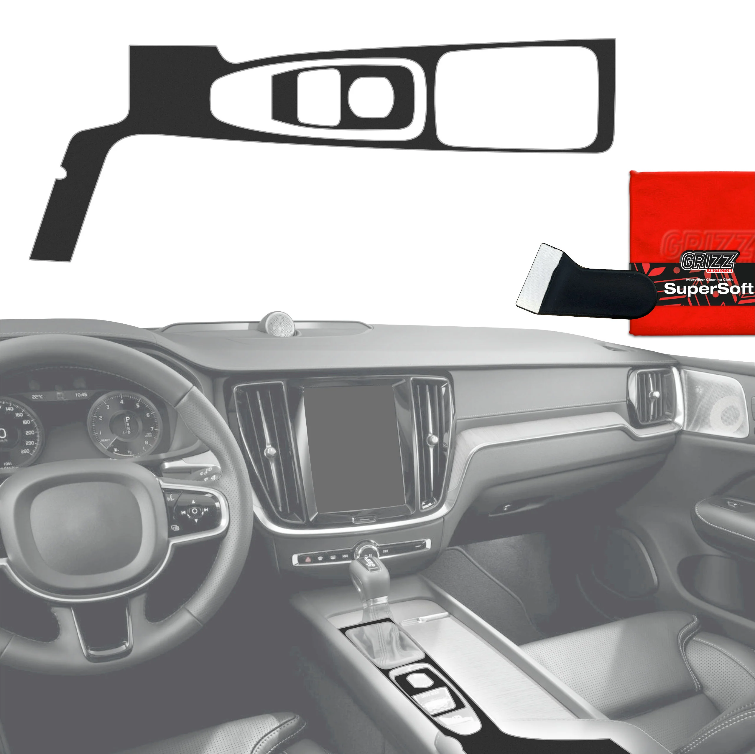 2in1 Schutzfolien für Mittelkonsole - Volvo XC90 D4 Drive Mode (2014-2017) Schwarz Matt Antifingerprint
