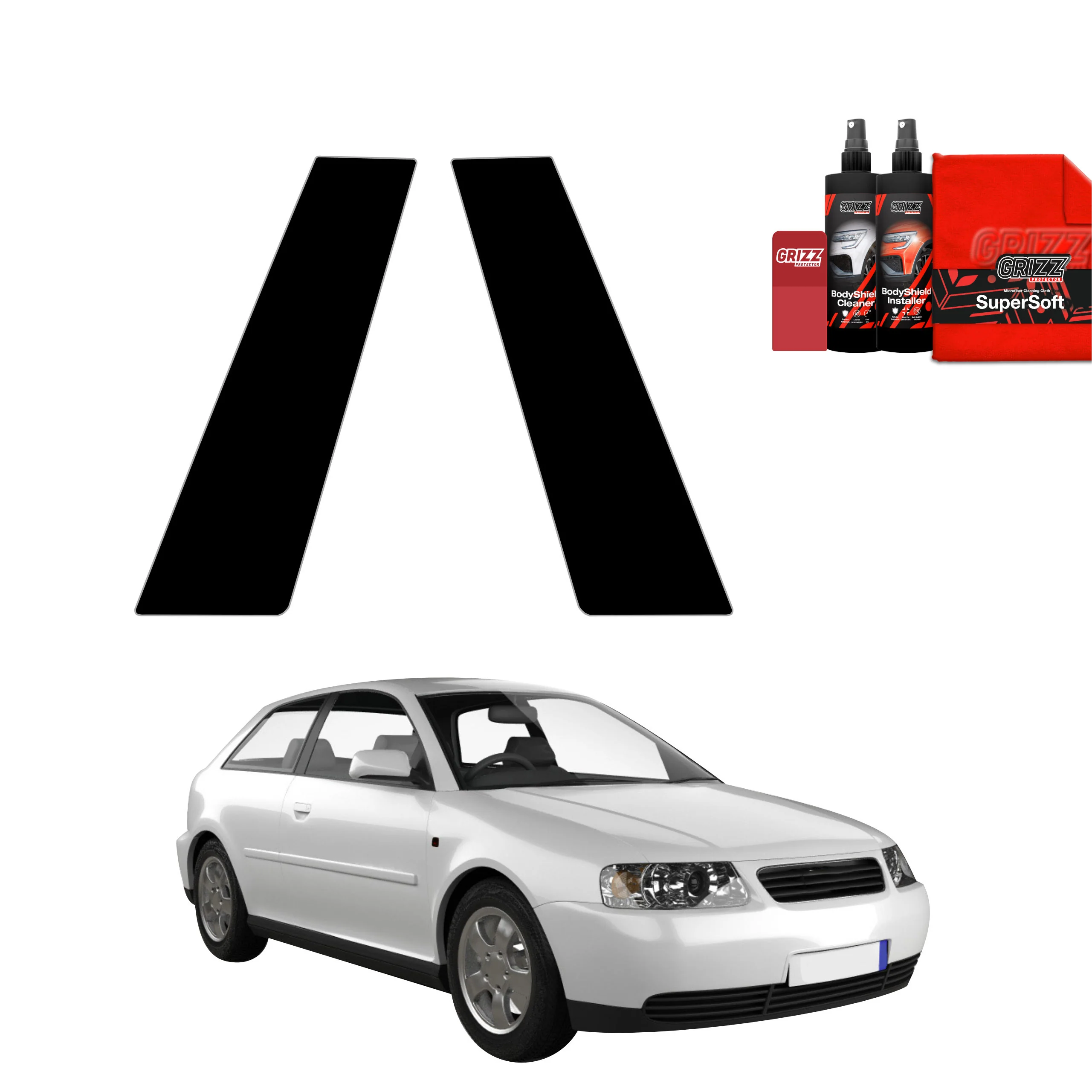 2in1 Schwarze schutzfolie für B-Säule - Audi A3 8L Hatchback 3D (1996-2003)