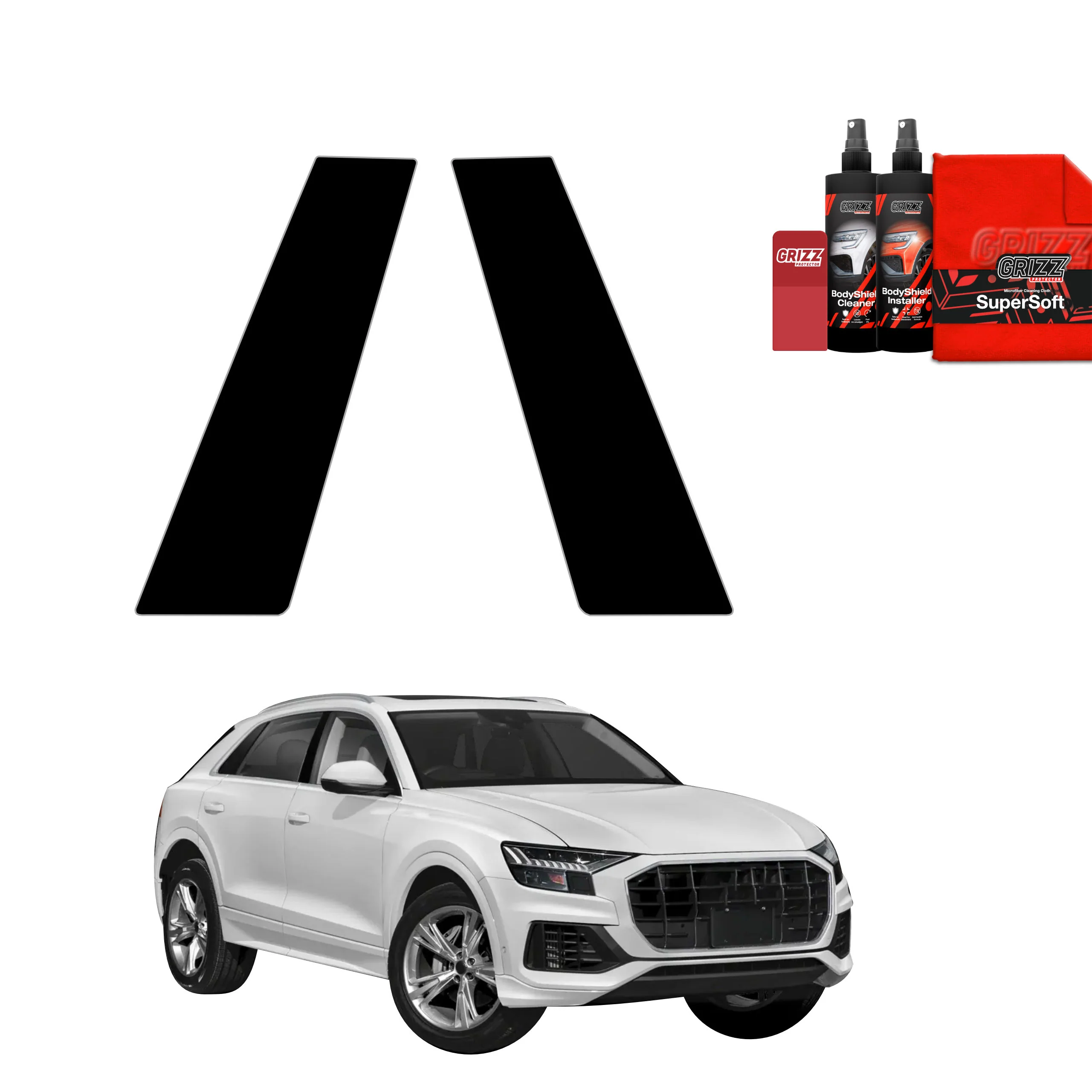 2in1 Schwarze schutzfolie fĂŒr B-SĂ€ule - Audi Q8 (2018-2026)