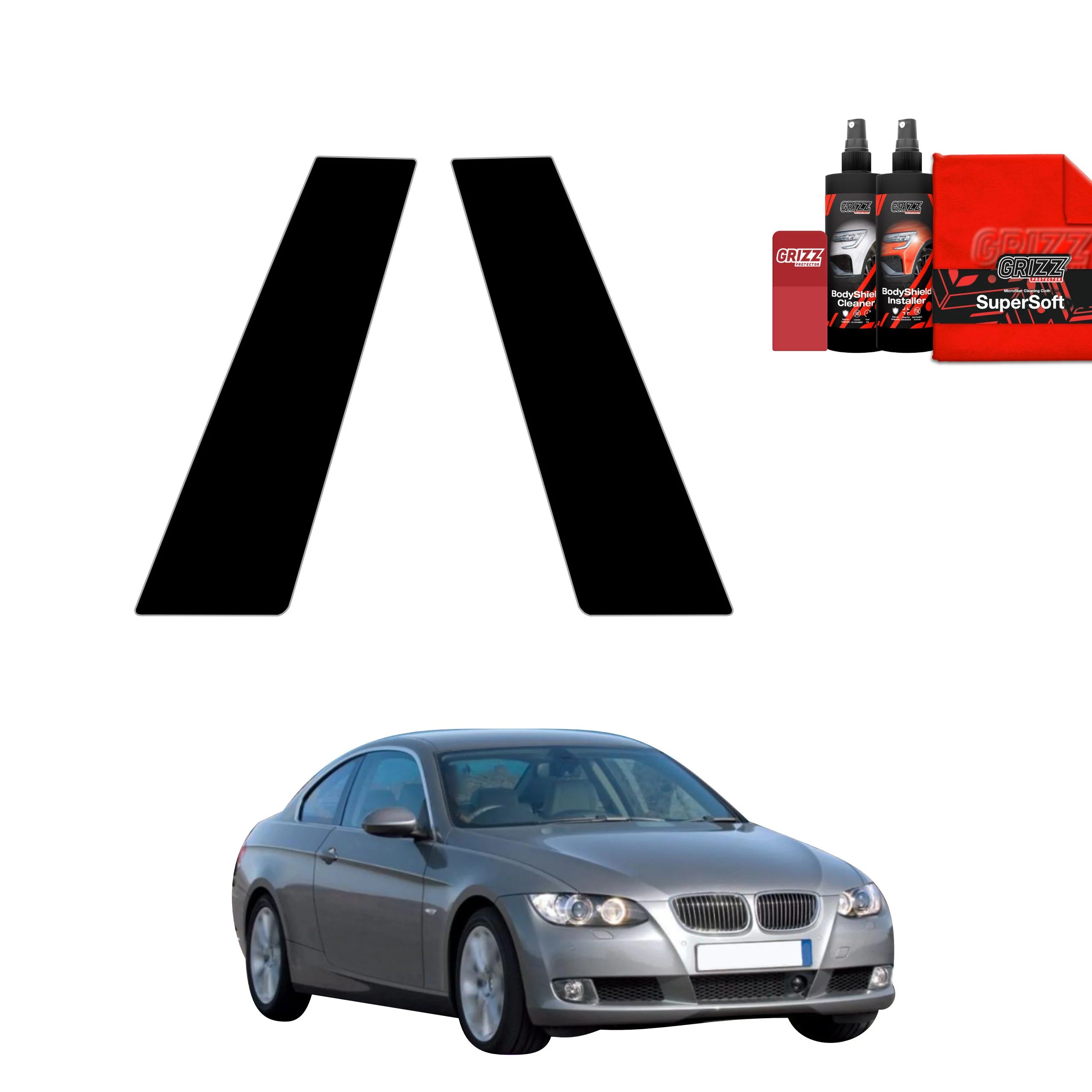 2in1 Schwarze schutzfolie für B-Säule - BMW 3 E92 Coupe Pre-LCI (2006-2010)