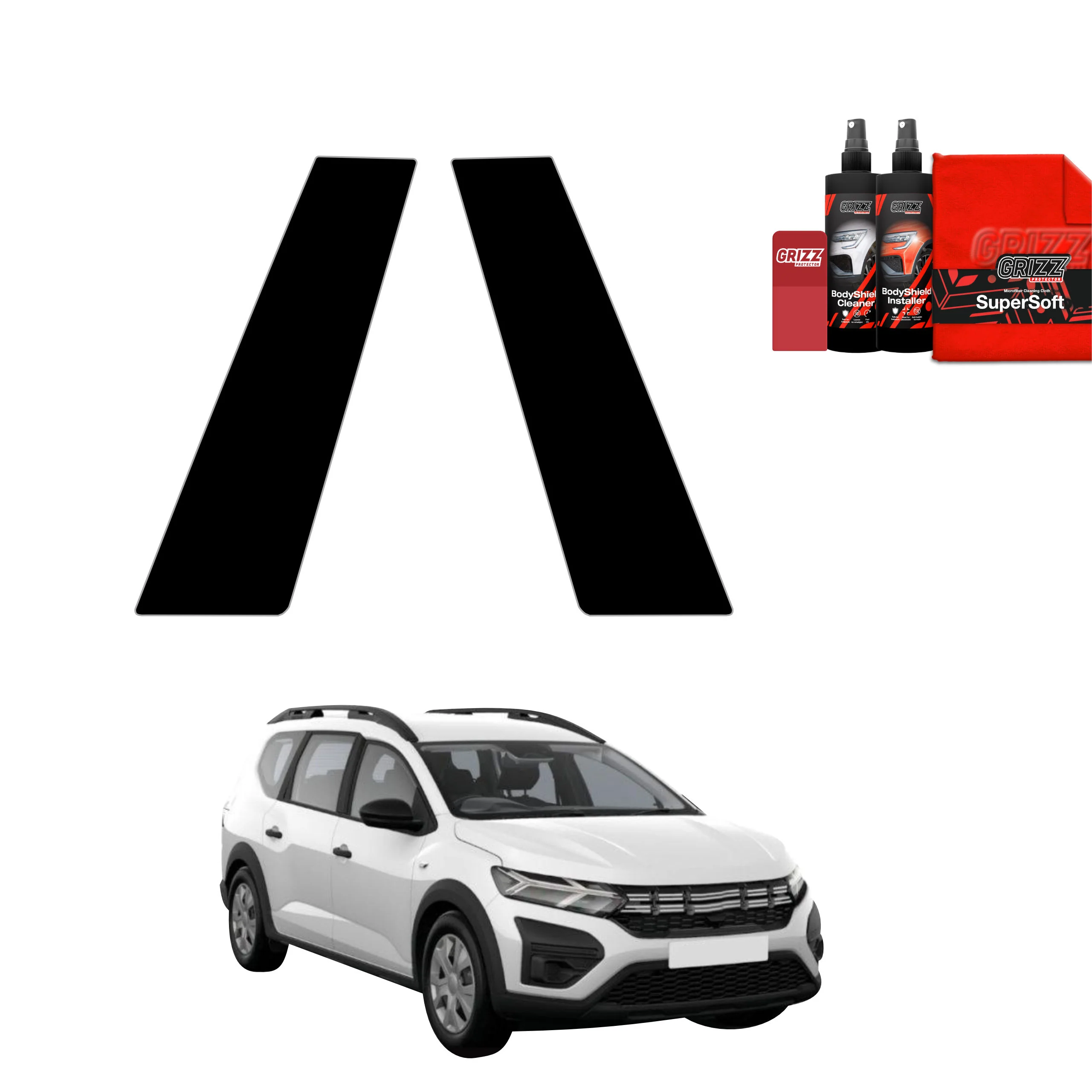 2in1 Schwarze schutzfolie für B-Säule - Dacia Jogger (2022-2026)