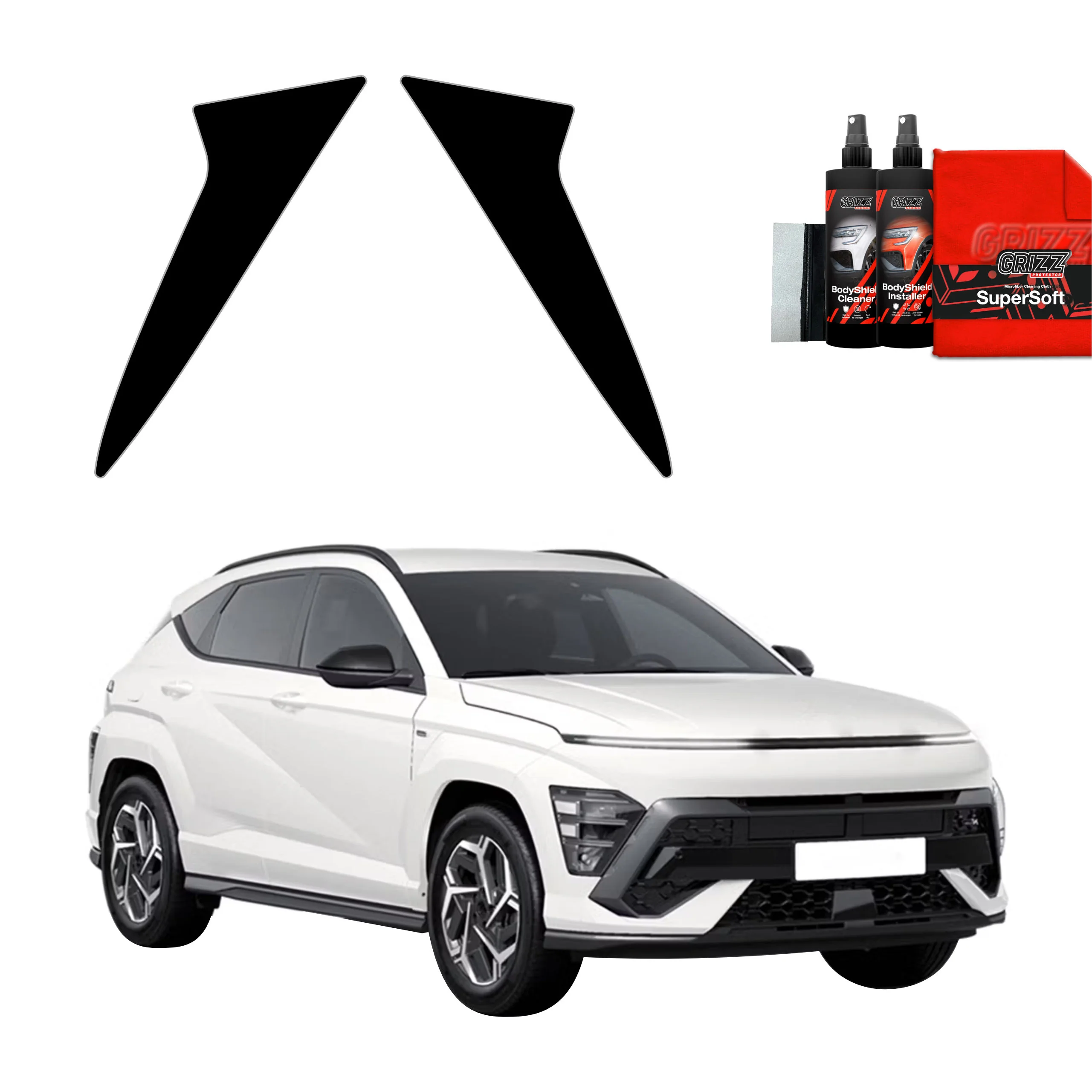 2in1 Schwarze schutzfolie fĂŒr C-SĂ€ule - Hyundai Kona N-Line (2023-2026)