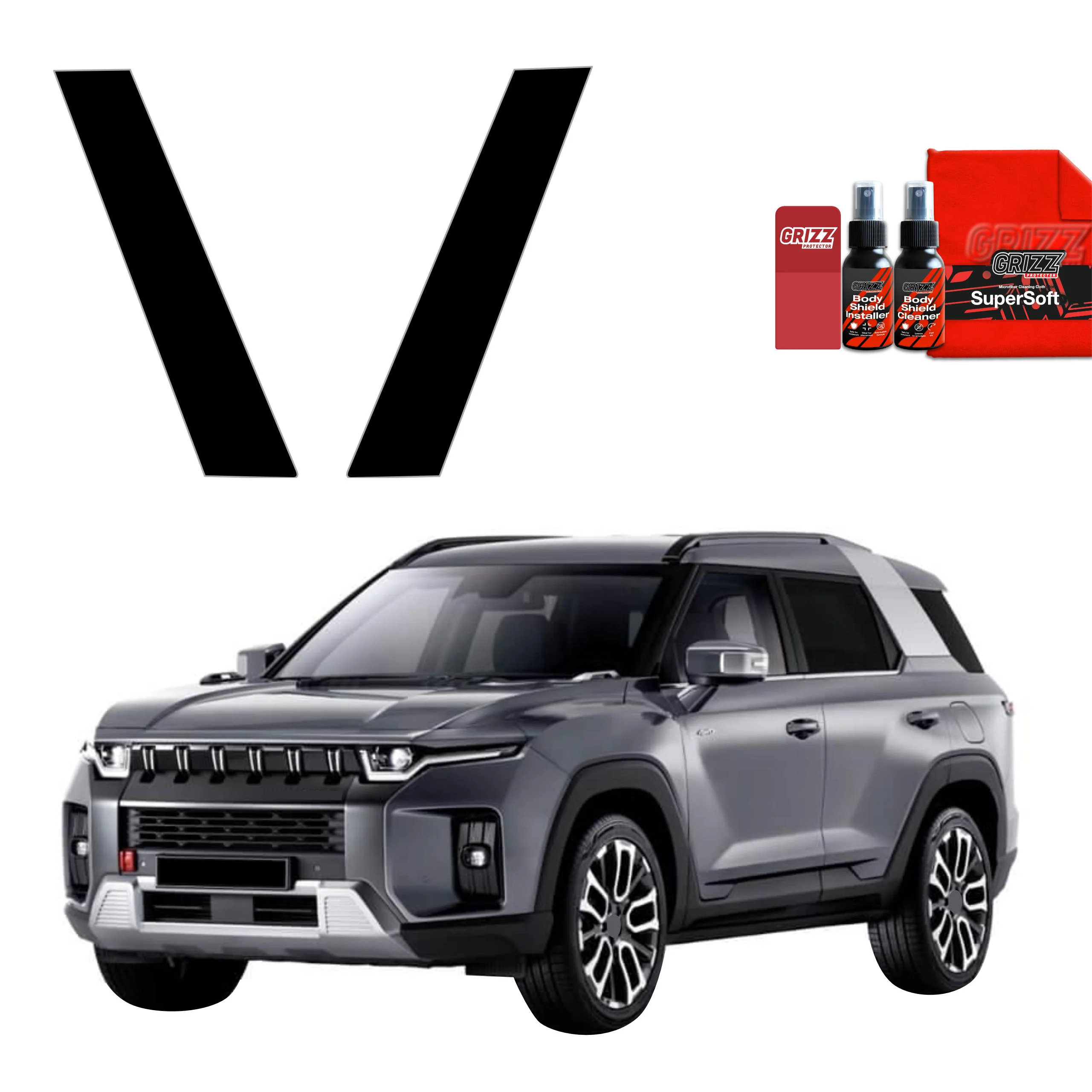 2in1 Schwarze schutzfolie fĂŒr C-SĂ€ule - SsangYong Torres (2024-2026)