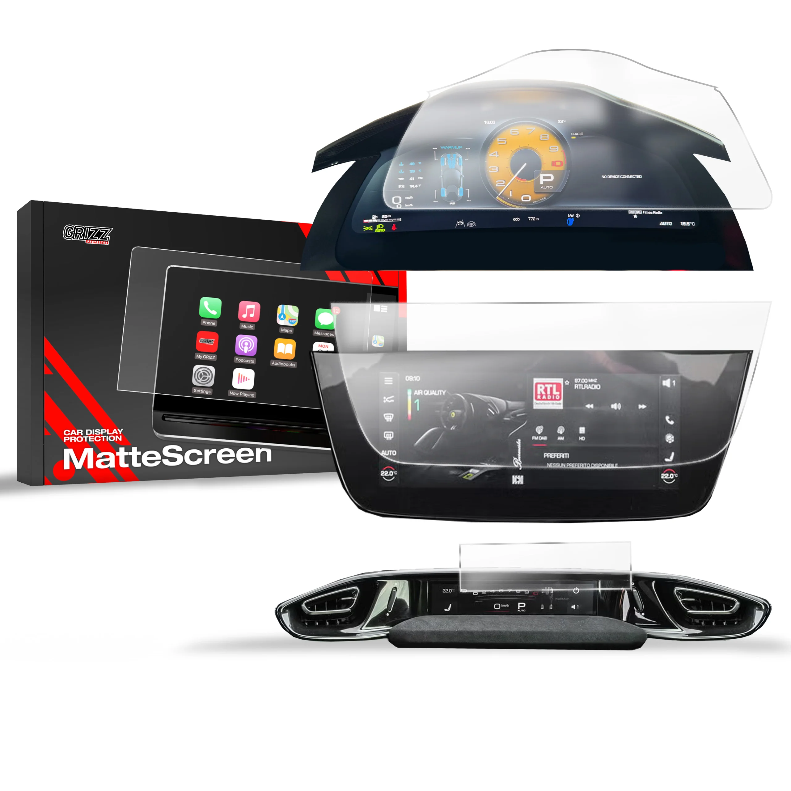 3in1 Displayschutzfolie für Ferrari 12Cilindri 15,6"+10,25" (2024-2026) Anti-Fingerprint, Matt - Image 8