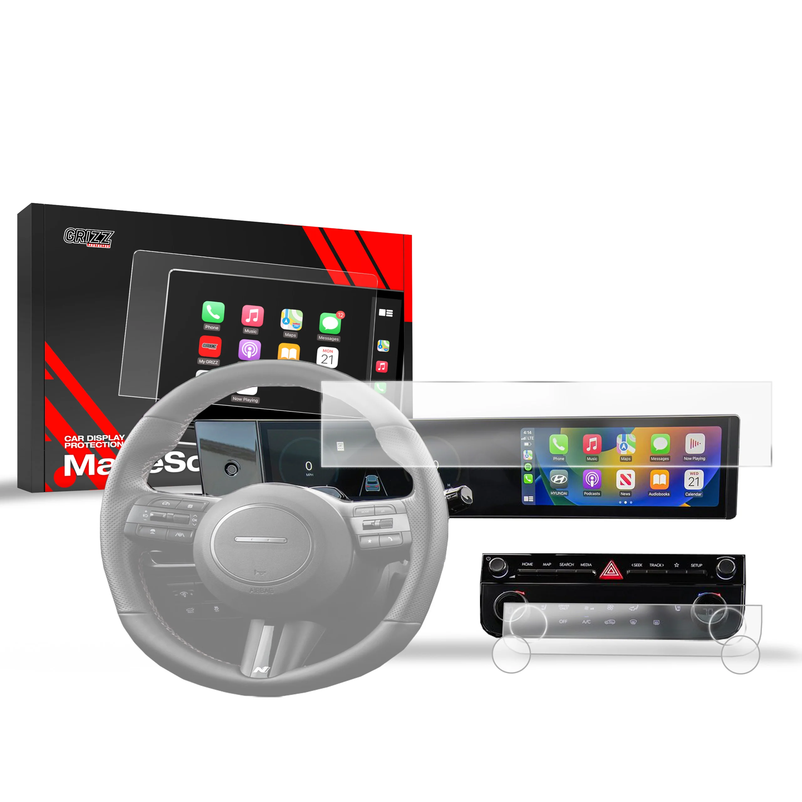 3in1 Displayschutzfolie für Hyundai Tucson 12,3" (2024-2026) Anti-Fingerprint, Matt