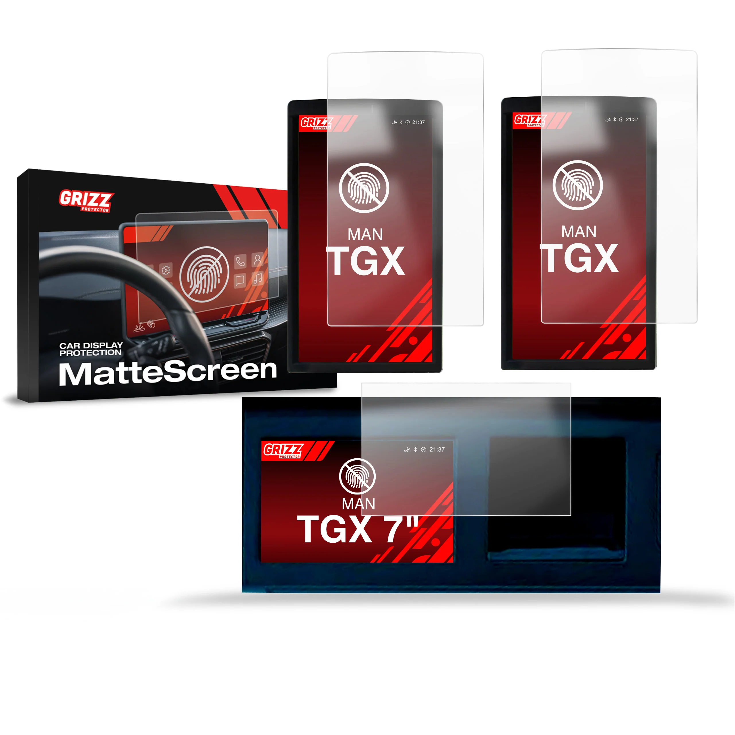 3in1 Displayschutzfolie für MAN TGX 7" Anti-Fingerprint, Matt
