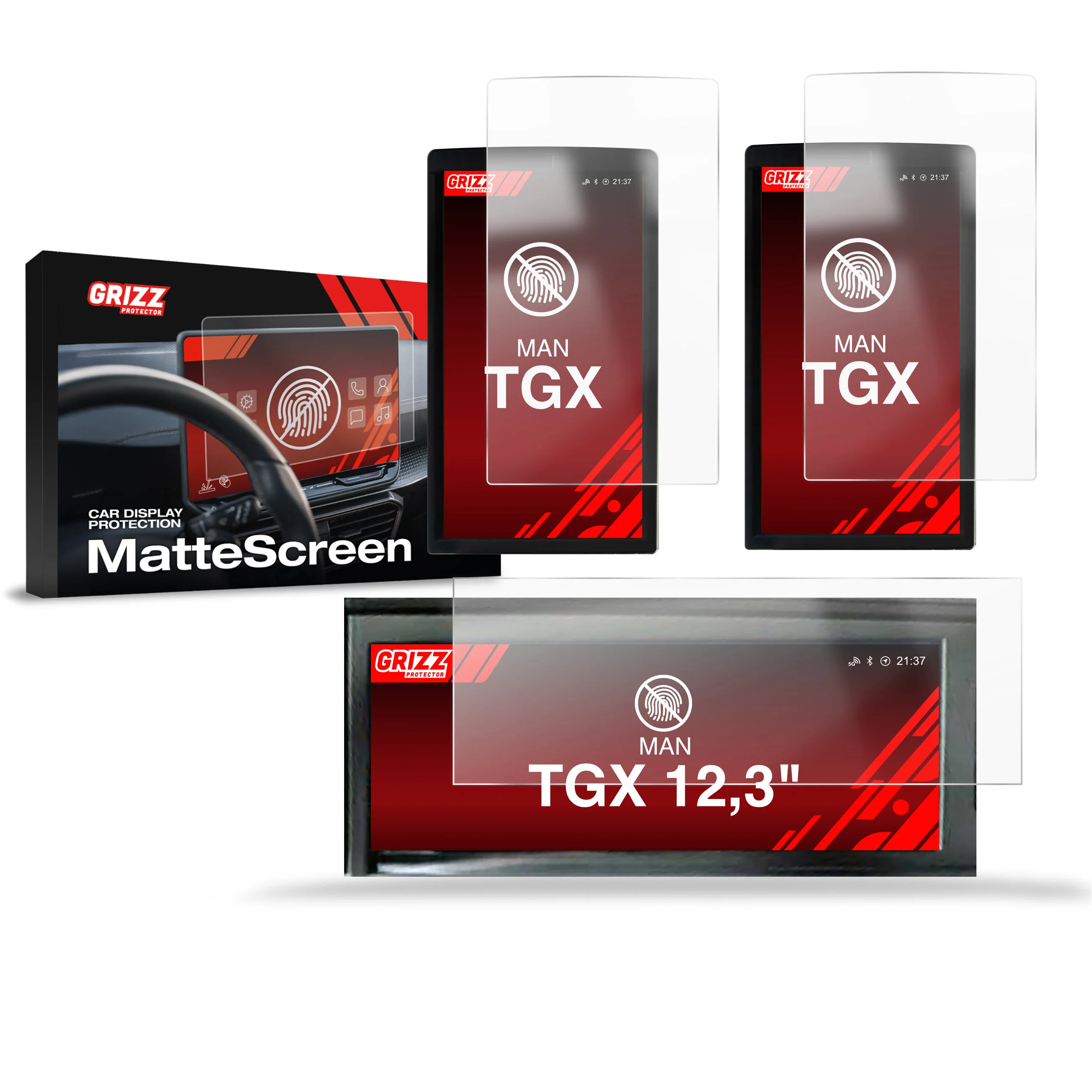 3in1 Displayschutzfolie für MAN TGX 12,3" Anti-Fingerprint, Matt