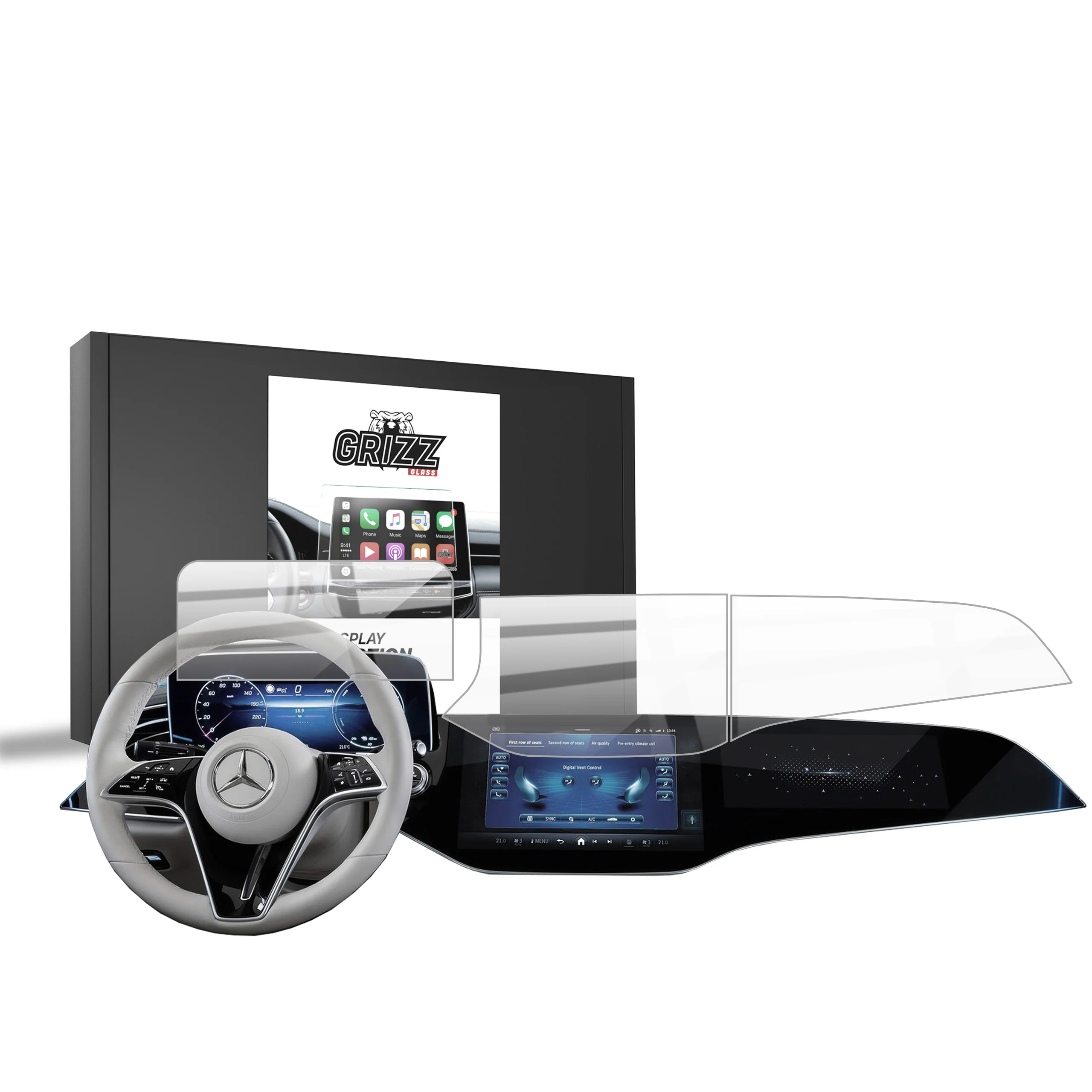 3in1 Displayschutzfolie für Mercedes E Klasse W214 Superscreen (2023-2026) Navi Folie, Kratzfest, Klar