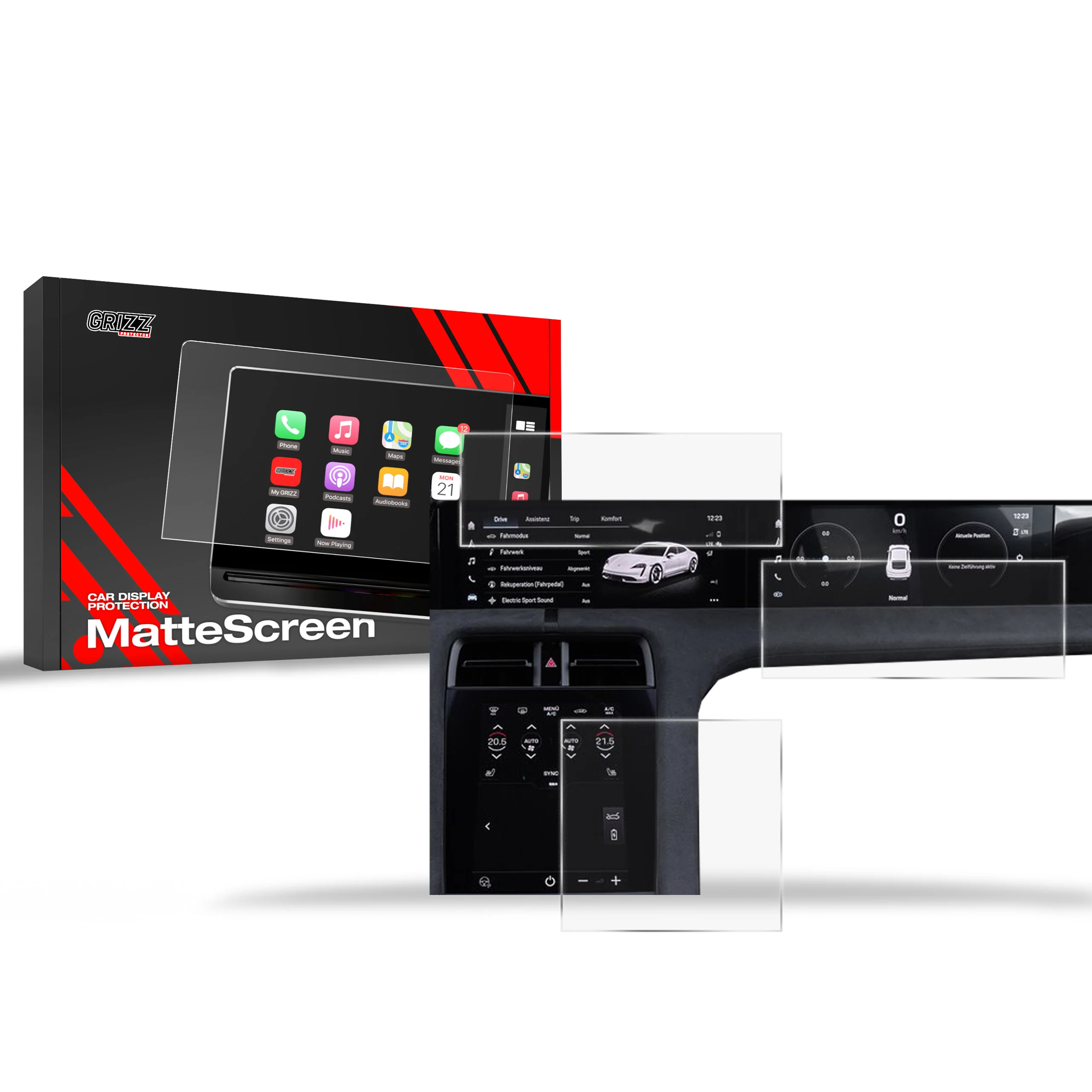 3in1 Displayschutzfolie für Porsche Taycan (2019-2026) Anti-Fingerprint, Matt