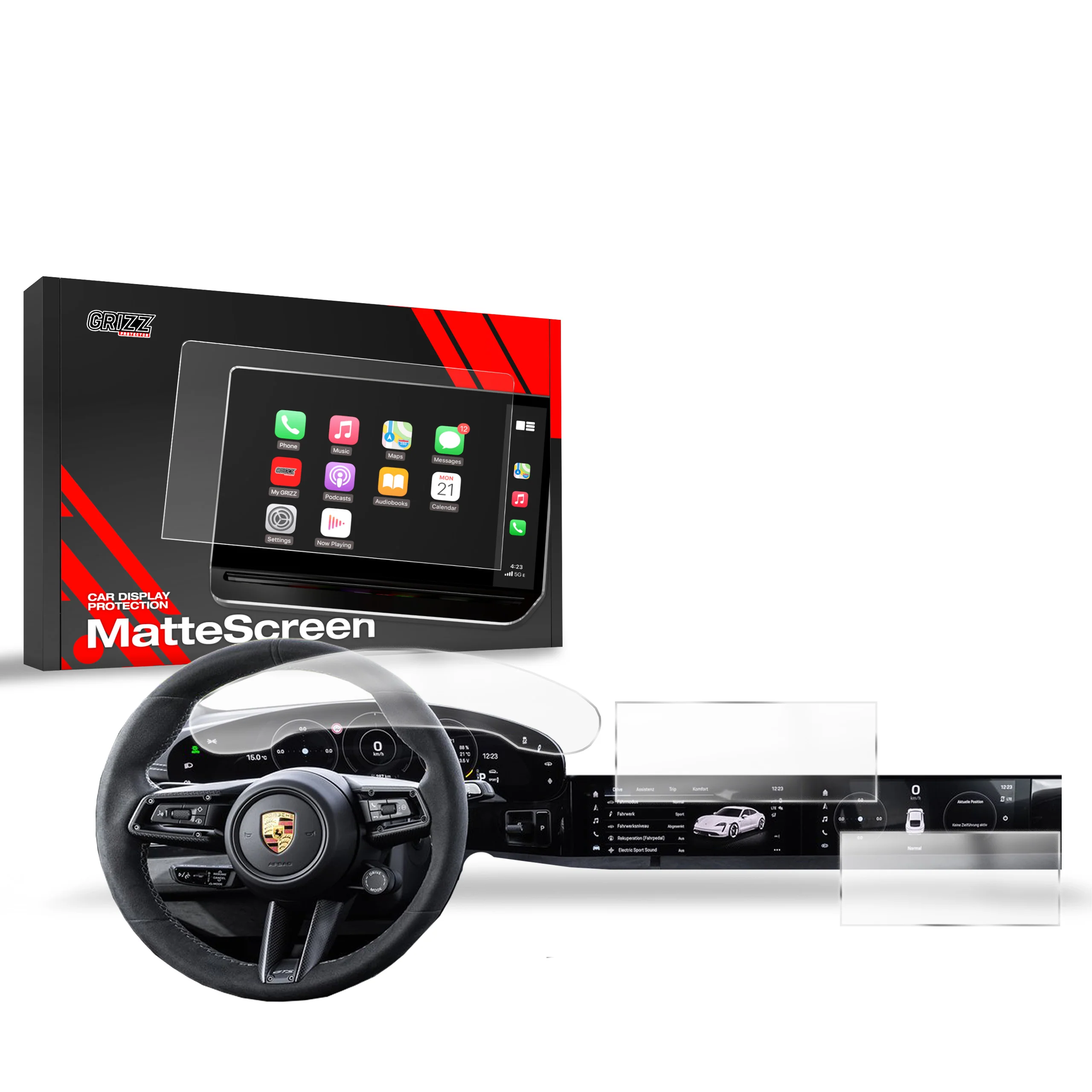 3in1 Displayschutzfolie für Porsche Taycan Upper Screens (2019-2026) Anti-Fingerprint, Matt