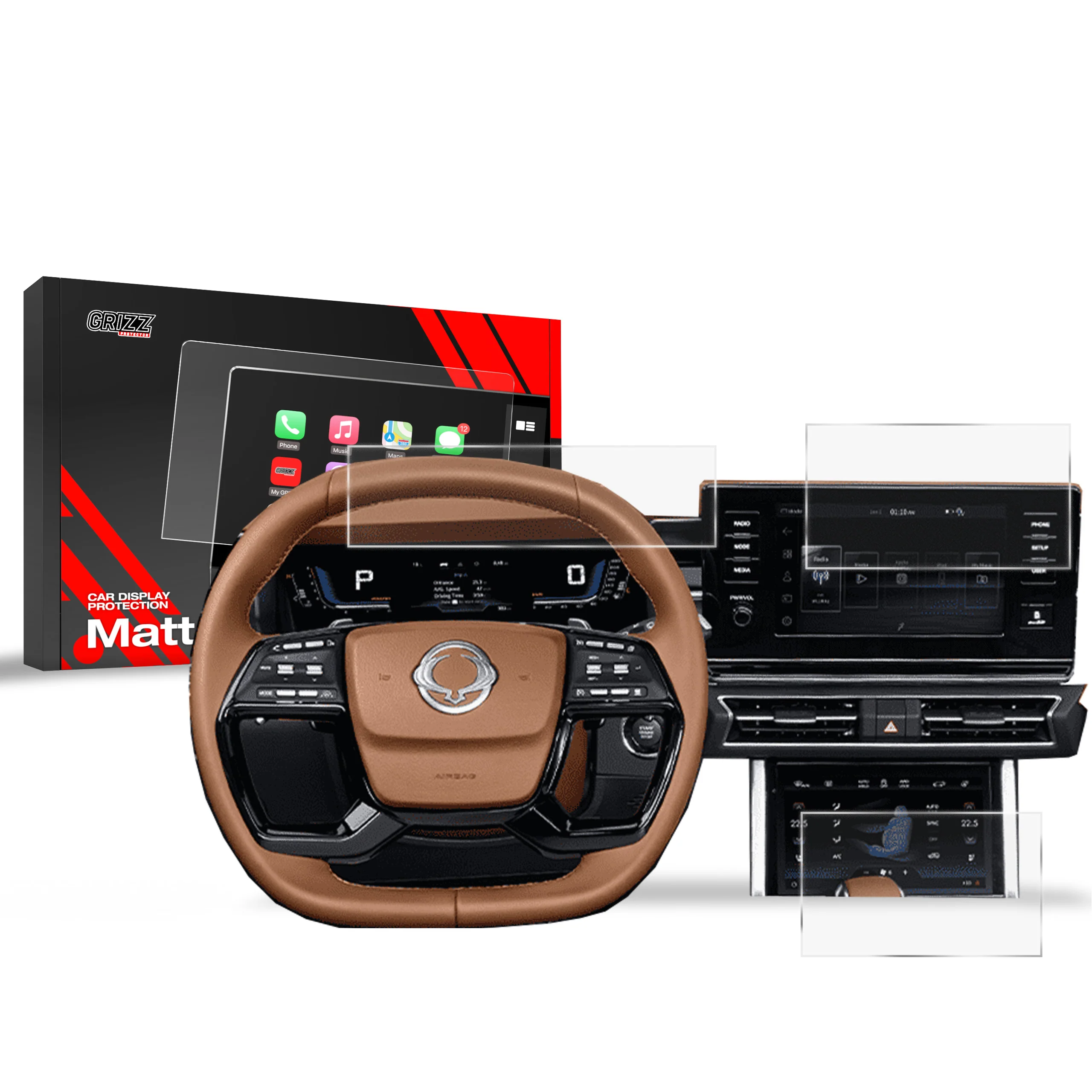 3in1 Displayschutzfolie für SsangYong Torres 9" (2023-2026) Anti-Fingerprint, Matt