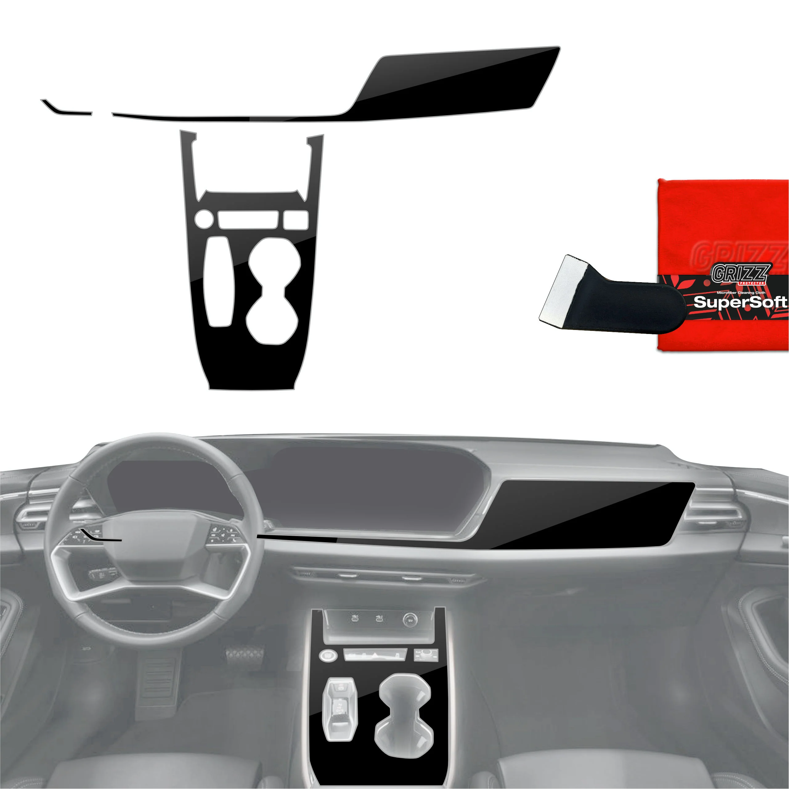 3in1 Schutzfolien für Mittelkonsole & Armaturenbrett - Audi A5 B10 (2025-2026) Schwarz Glanz