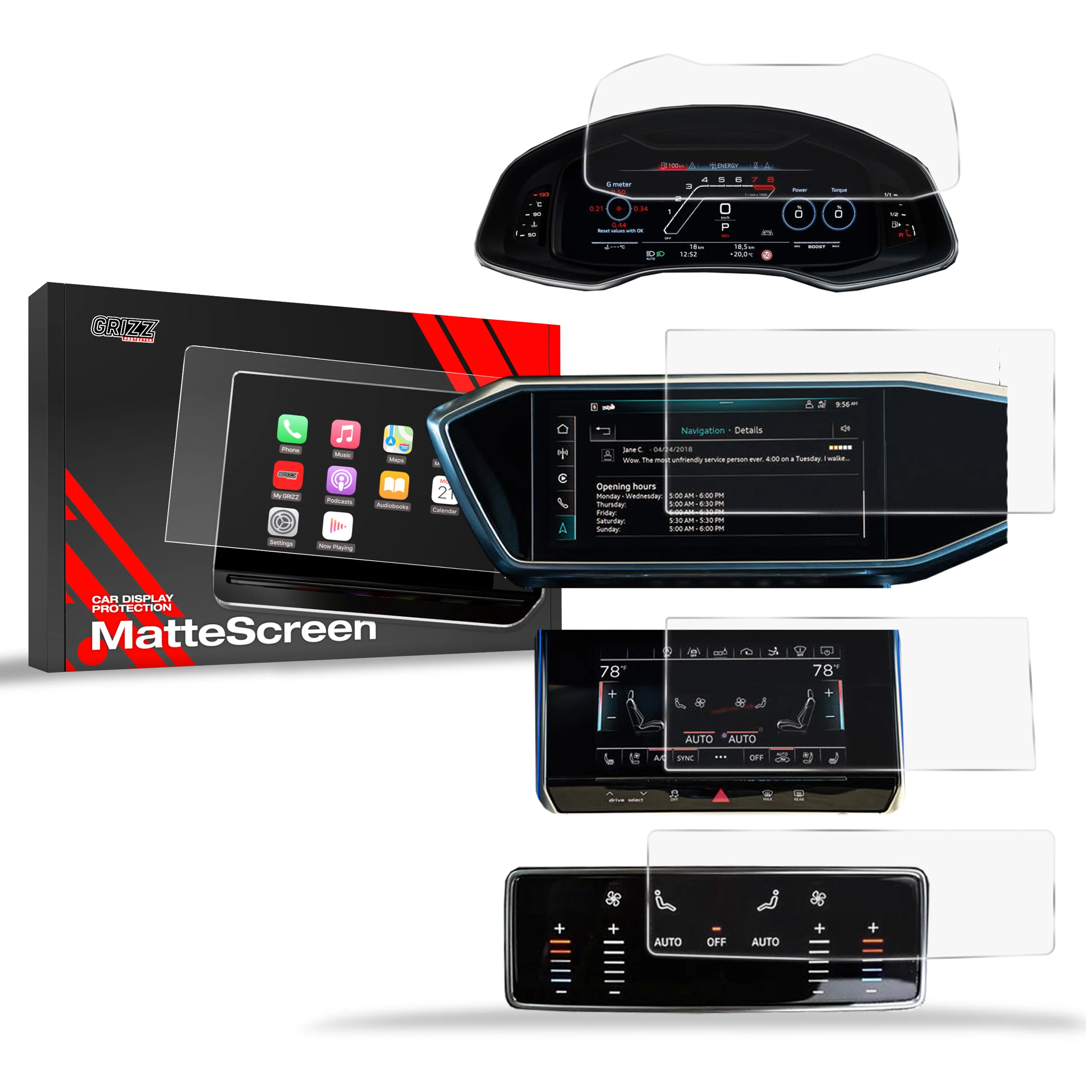 4in1 Displayschutzfolie für Audi A7 C8 (2018-2025) Anti-Fingerprint, Matt