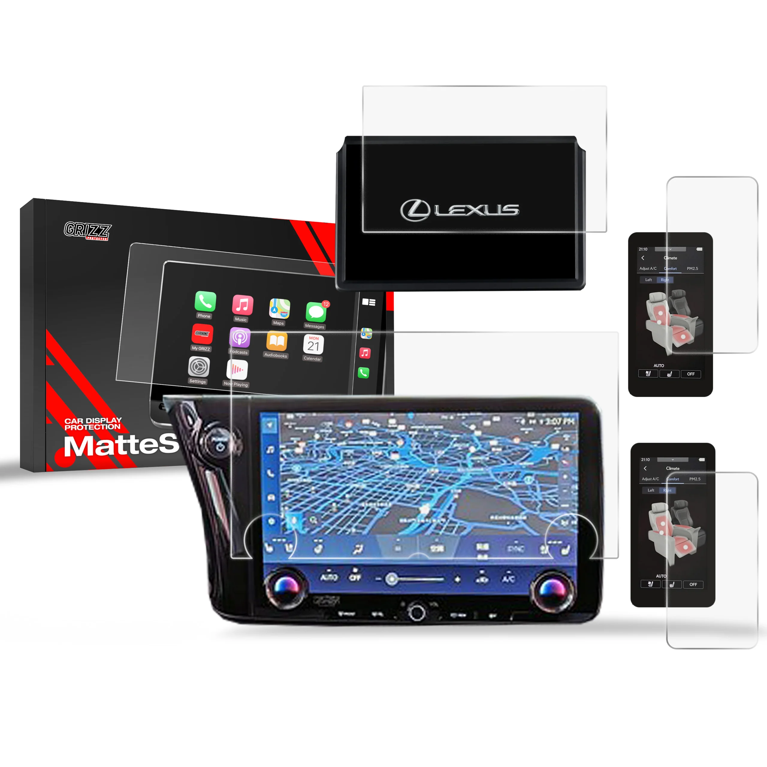 4in1 Displayschutzfolie für Lexus LM (2023-2026) Anti-Fingerprint, Matt