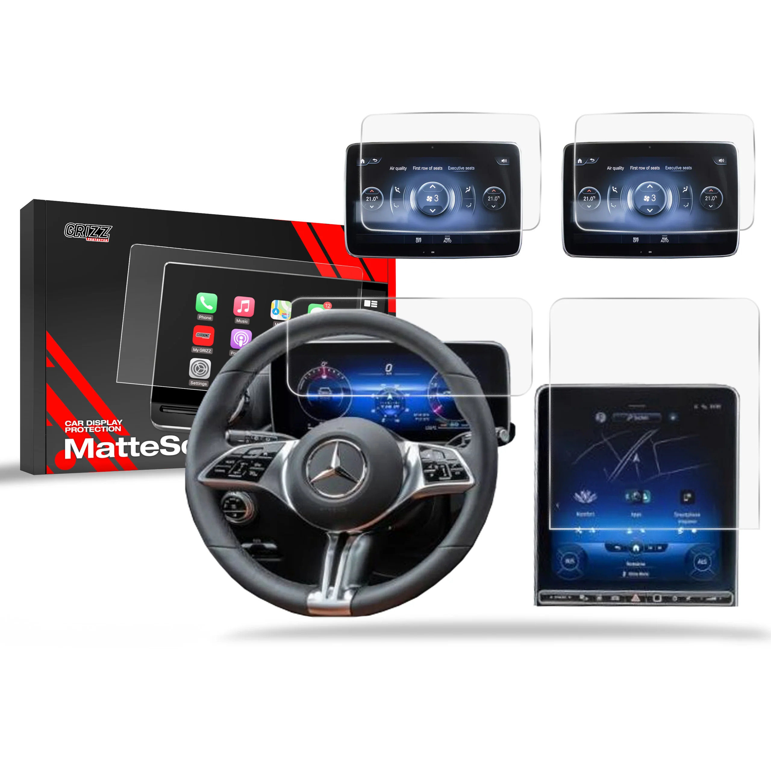 4in1 Displayschutzfolie für Mercedes S Klasse W223 (2020-2026) Anti-Fingerprint, Matt