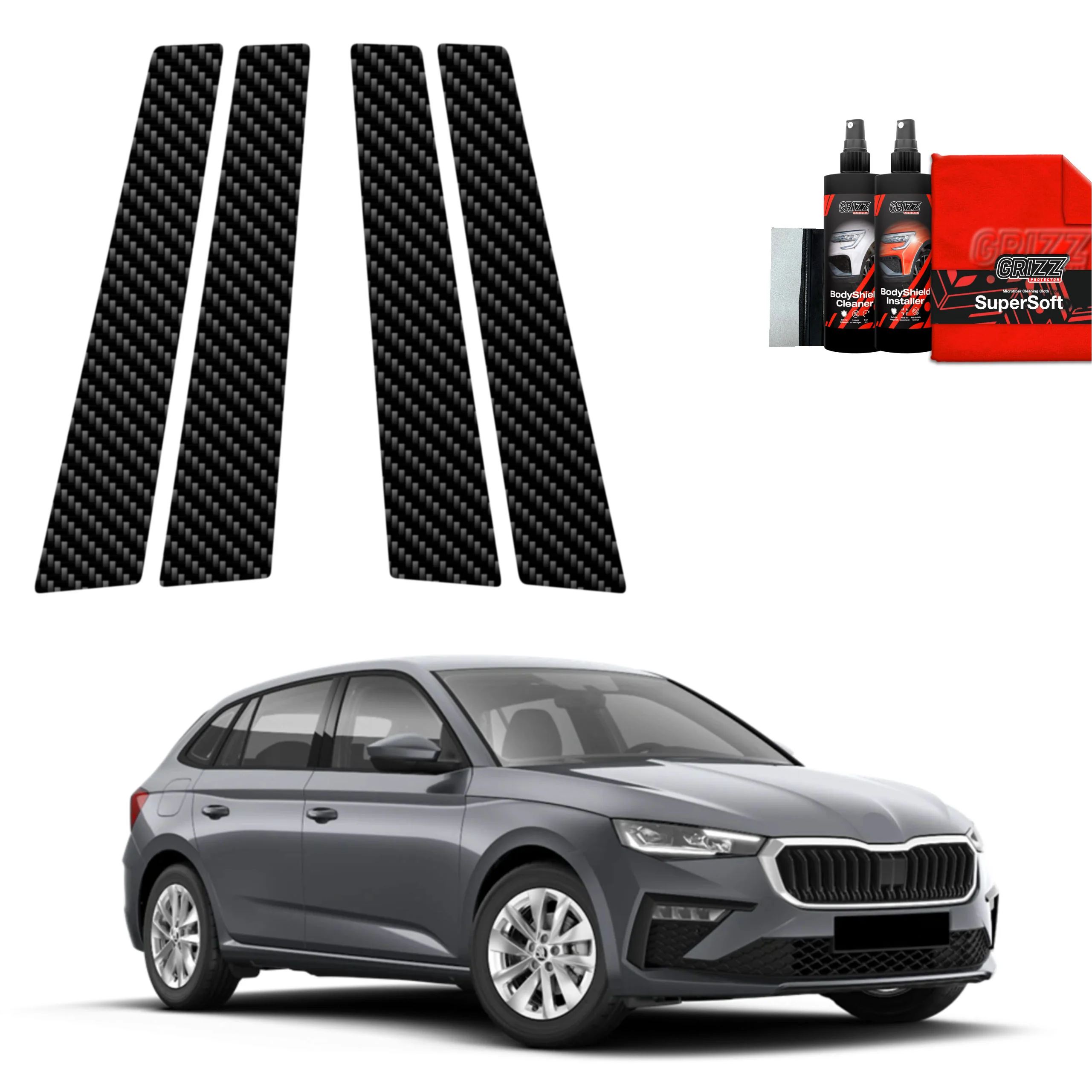 4in1 Kohlenstoff Schutzfolie für B-Säule - Skoda Scala (2023- 2025)