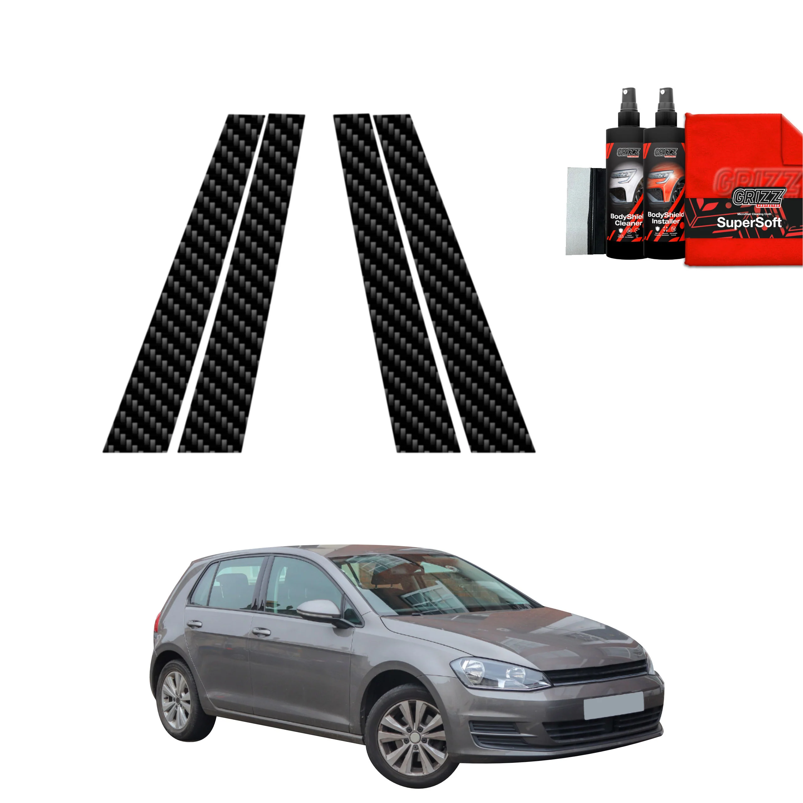 4in1 Kohlenstoff Schutzfolie für B-Säule - Volkswagen Golf 7 Hatchback 5D (2012-2020)