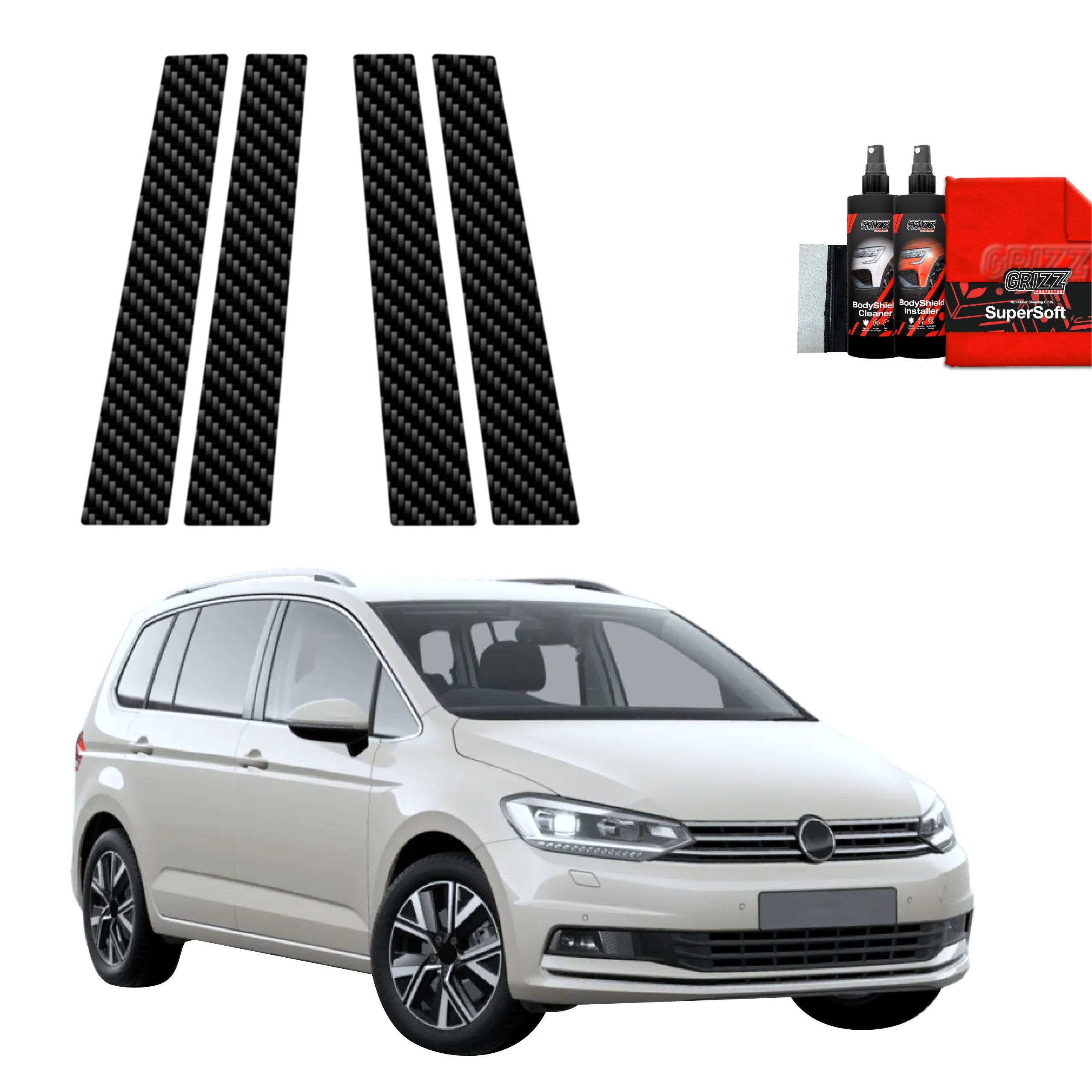 4in1 Kohlenstoff Schutzfolie für B-Säule - Volkswagen VW Touran (2024-2026)